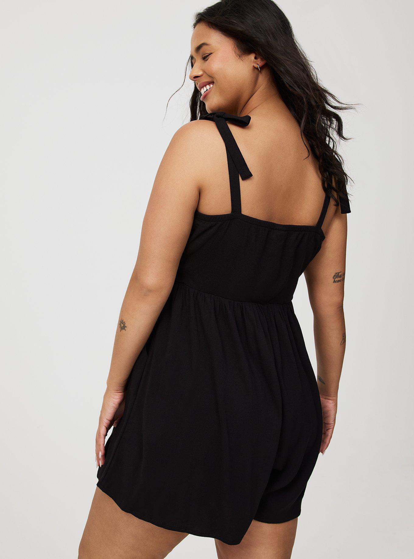 Rayon Slub Tie-Strap Romper