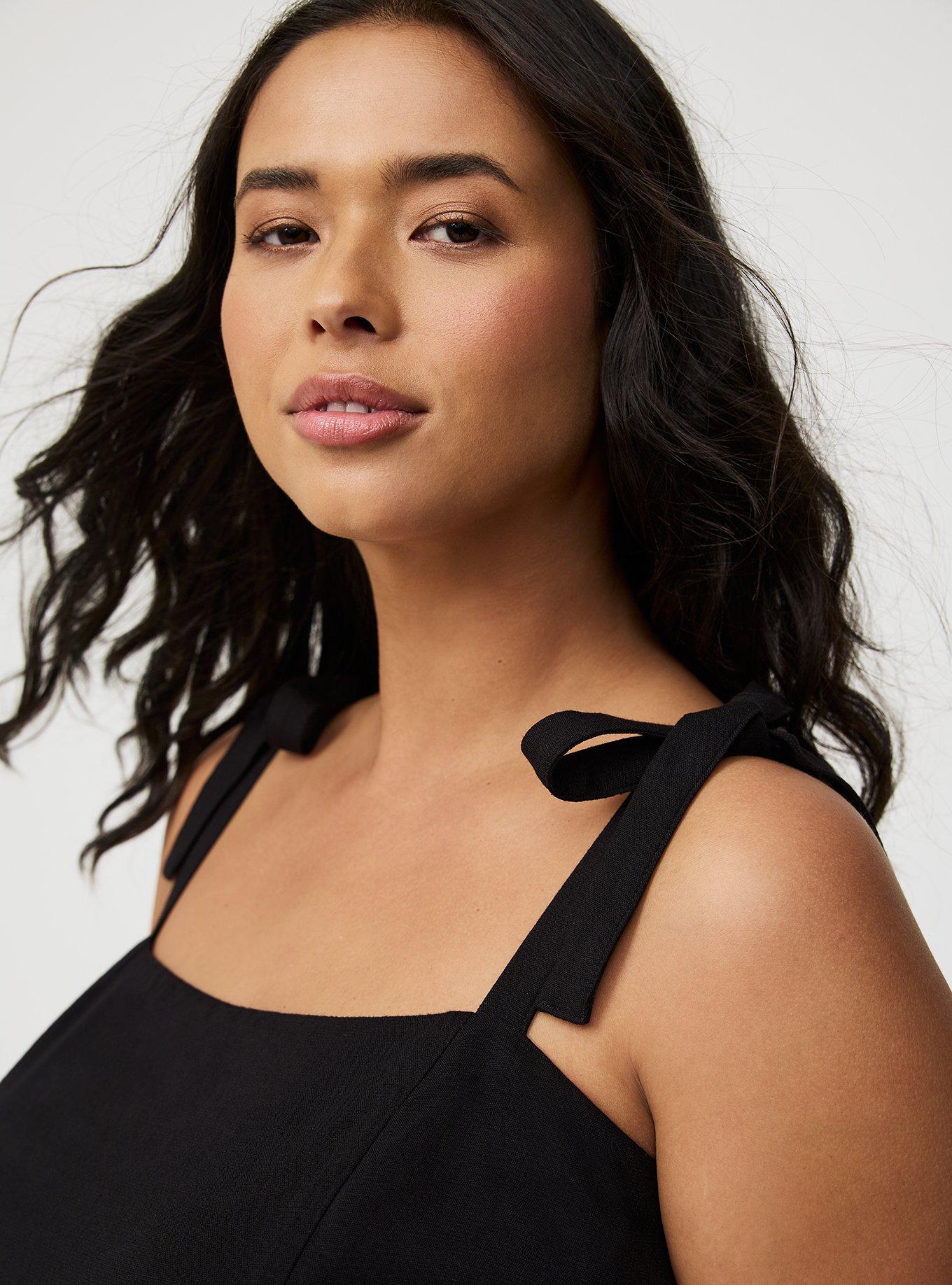 Rayon Slub Tie-Strap Romper