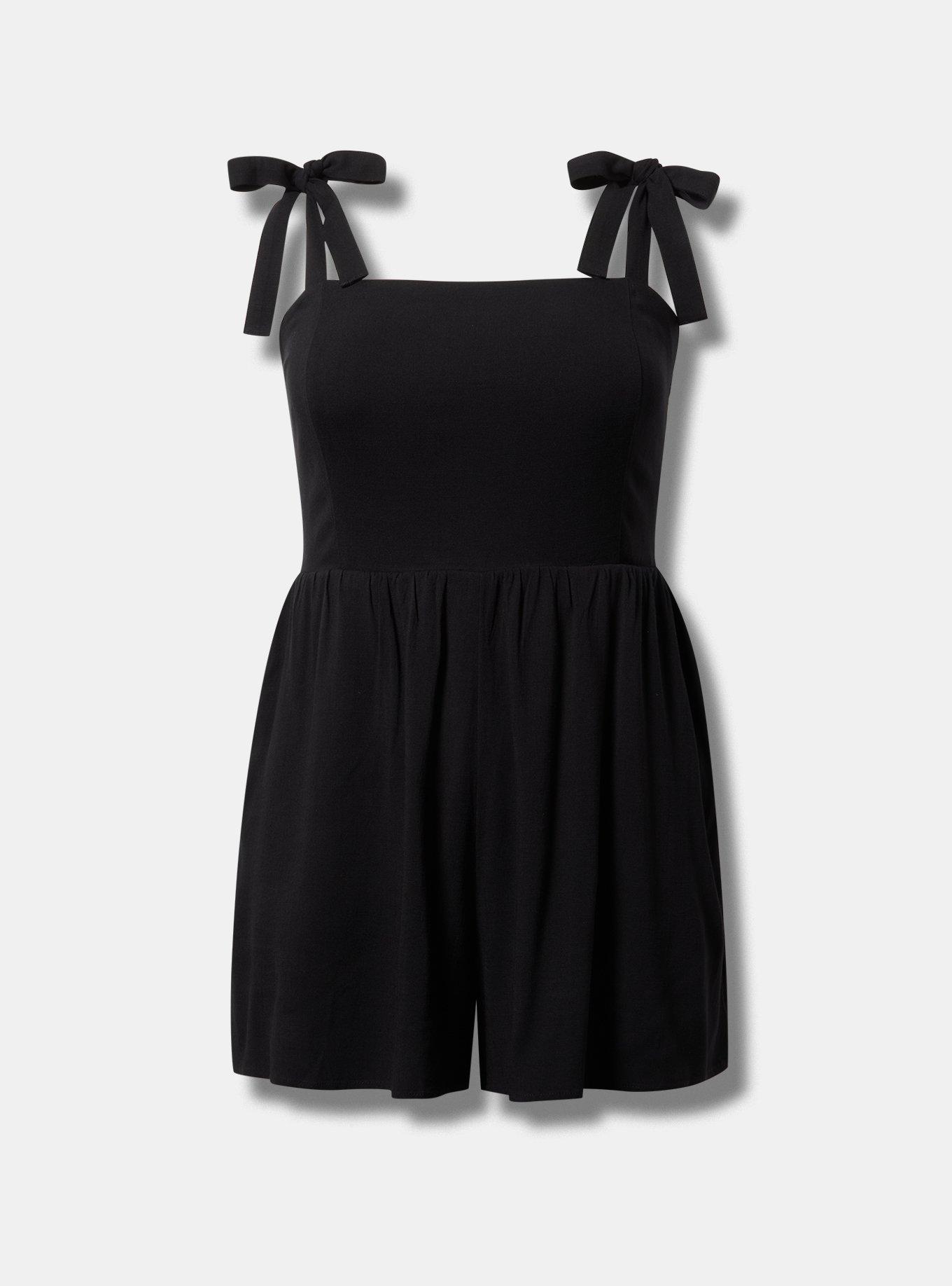 Rayon Slub Tie-Strap Romper