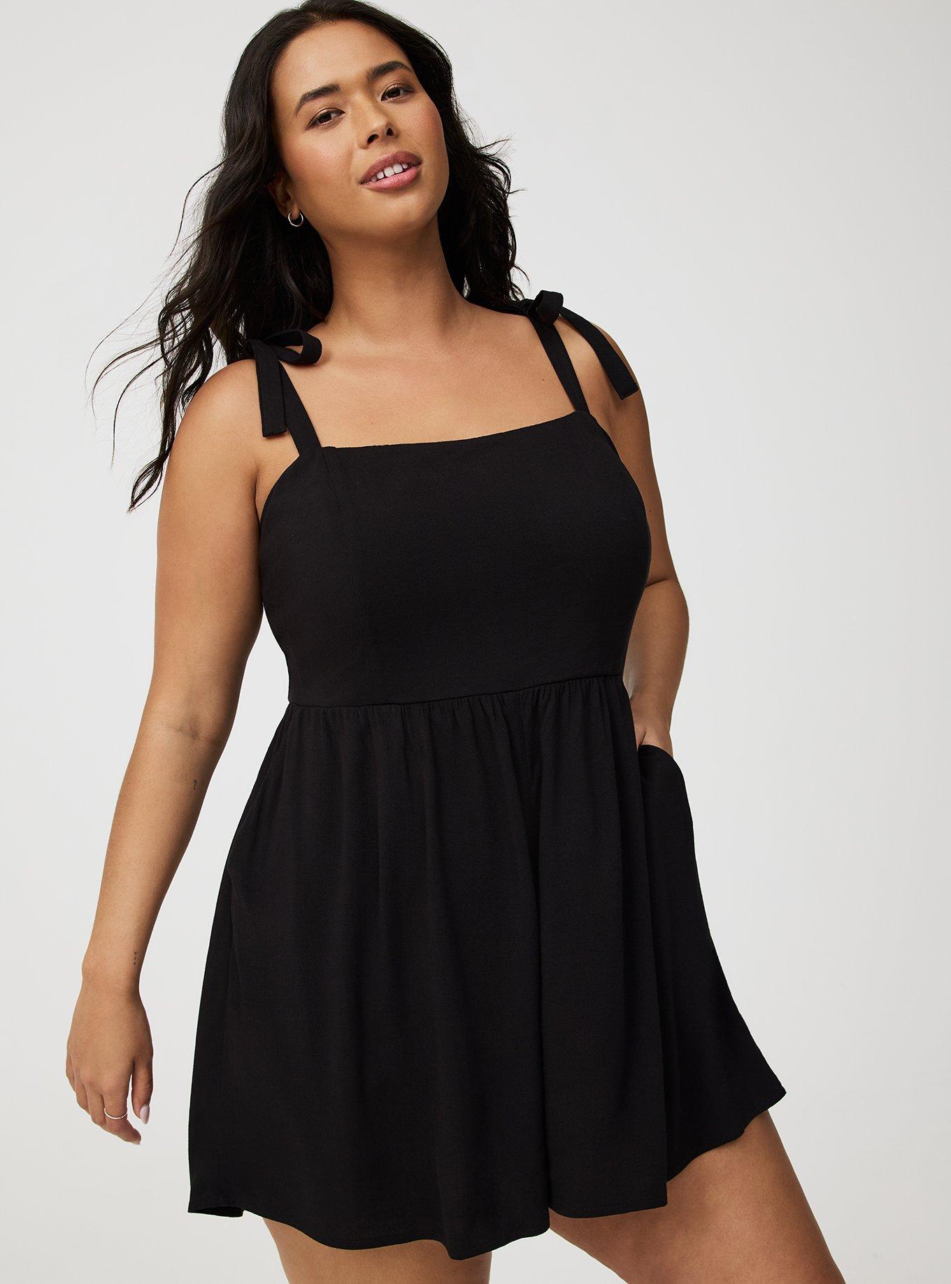 Rayon Slub Tie-Strap Romper