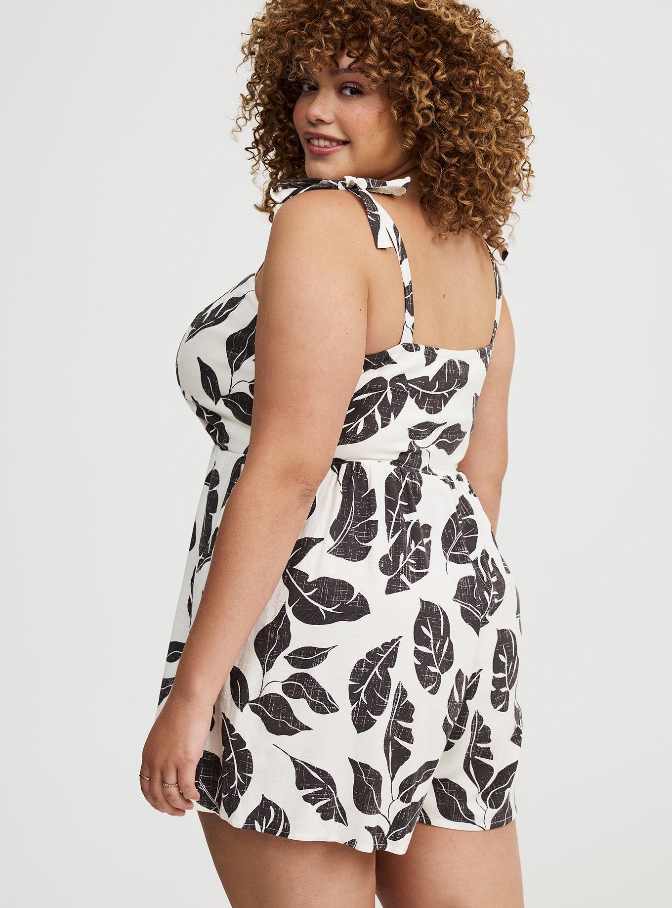 Rayon Slub Tie-Strap Romper