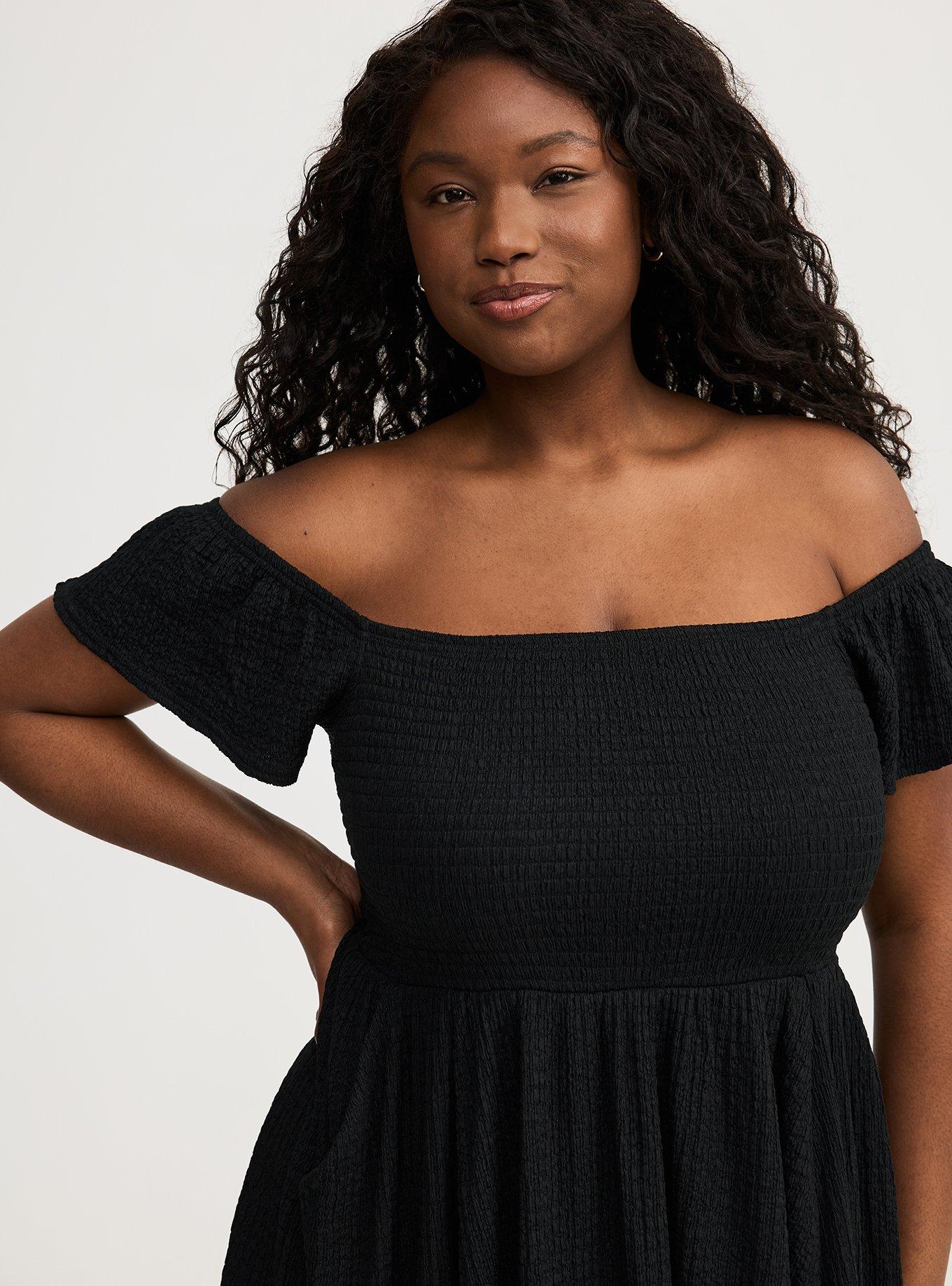 princess polly baby blue dress Plus Size - Smocked Skater Off-Shoulder Mini Dress