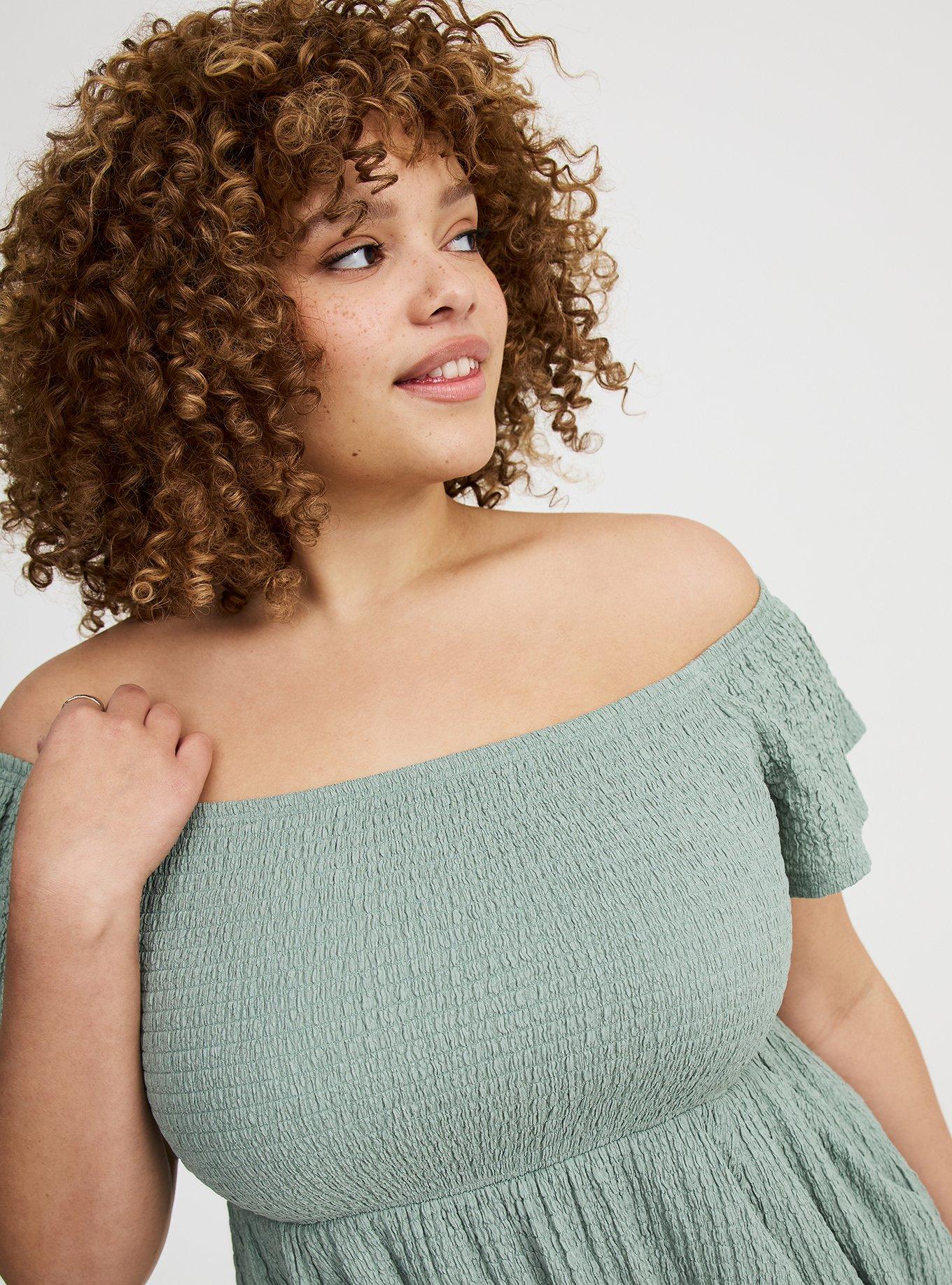Smocked Skater Off-Shoulder Mini Dress