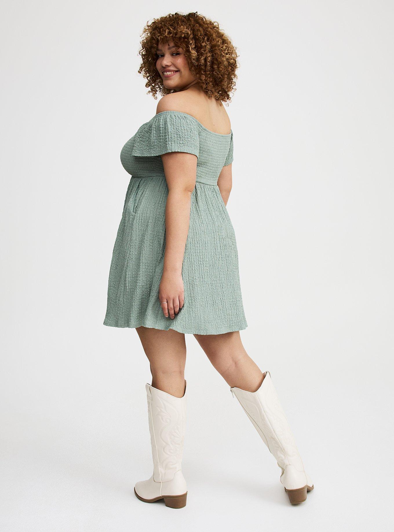 Smocked Skater Off-Shoulder Mini Dress