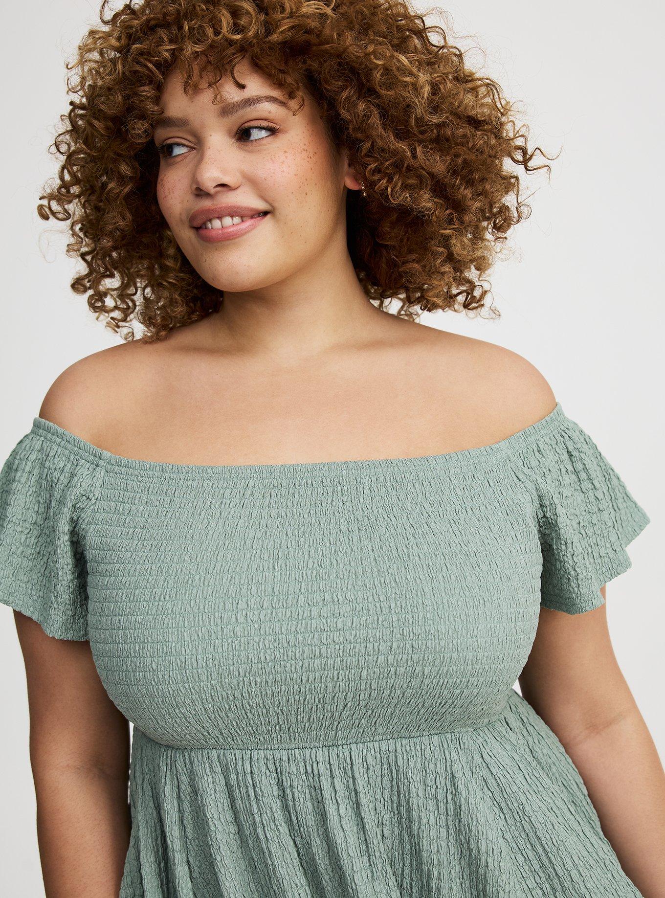 Smocked Skater Off-Shoulder Mini Dress