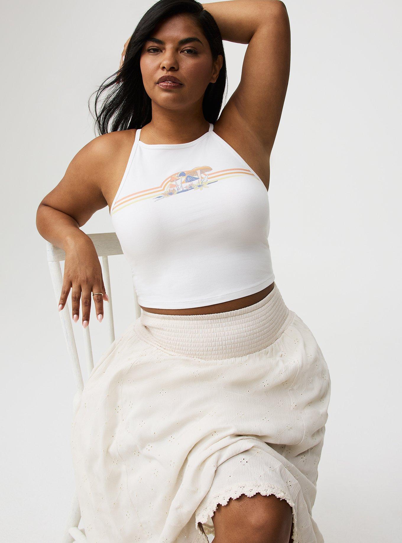 Plus Size - Mushroom Foxy High Neck Crop Tank - Torrid