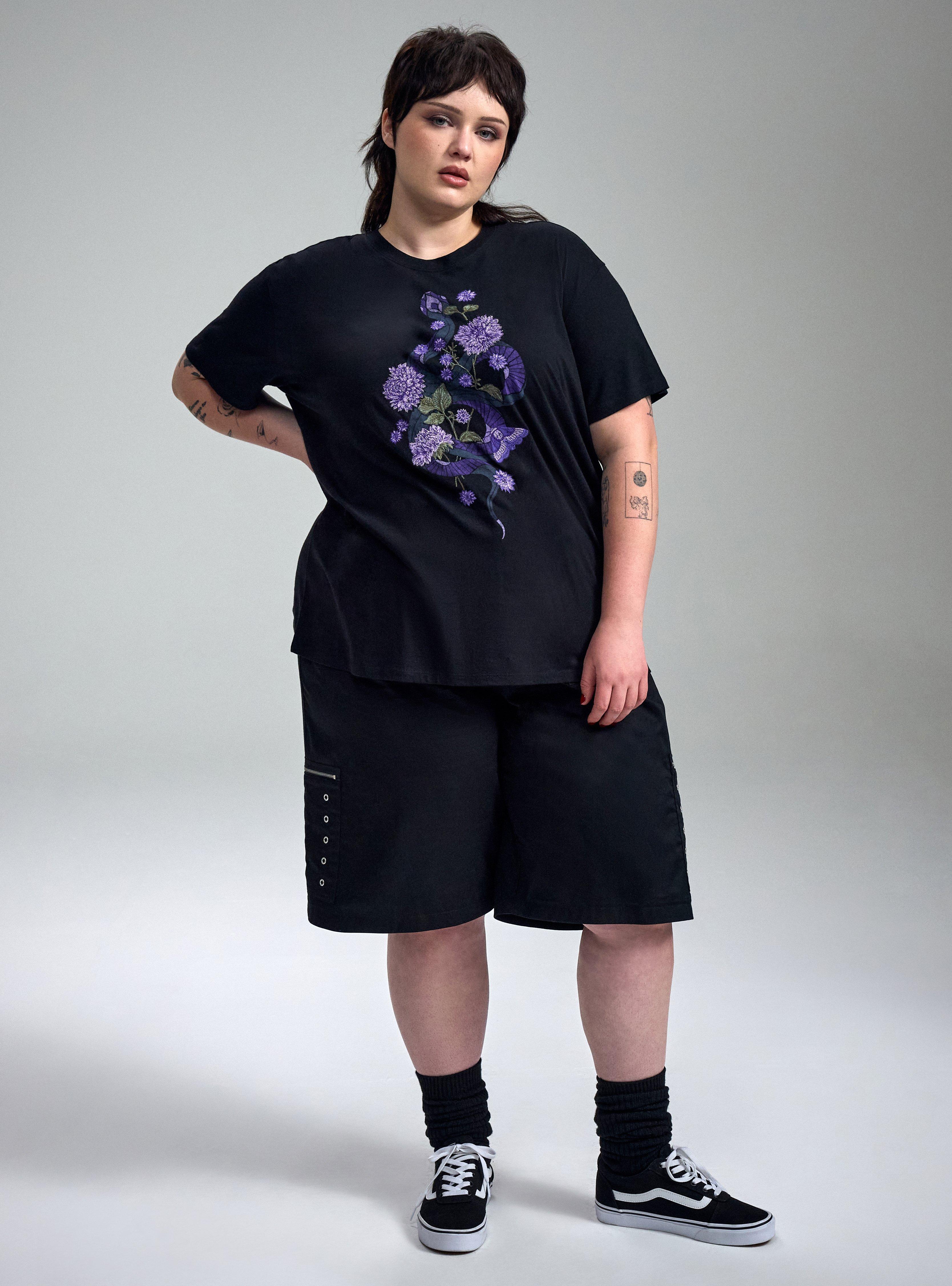 NIGHTFALL OVERSIZED HERITAGE JERSEY TEE, SNAKE FLORAL PURPLE, alternate