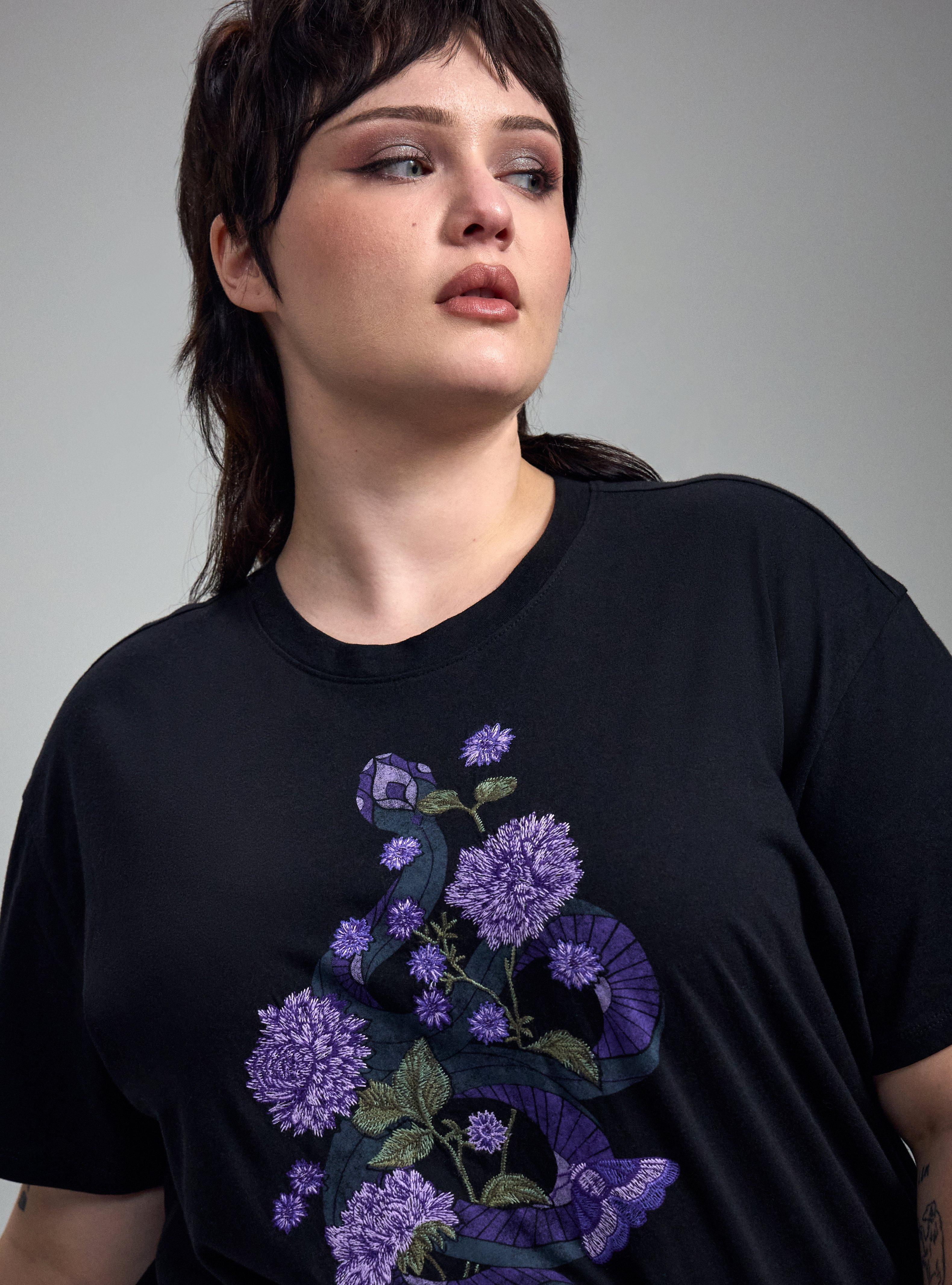 NIGHTFALL OVERSIZED HERITAGE JERSEY TEE, SNAKE FLORAL PURPLE, alternate