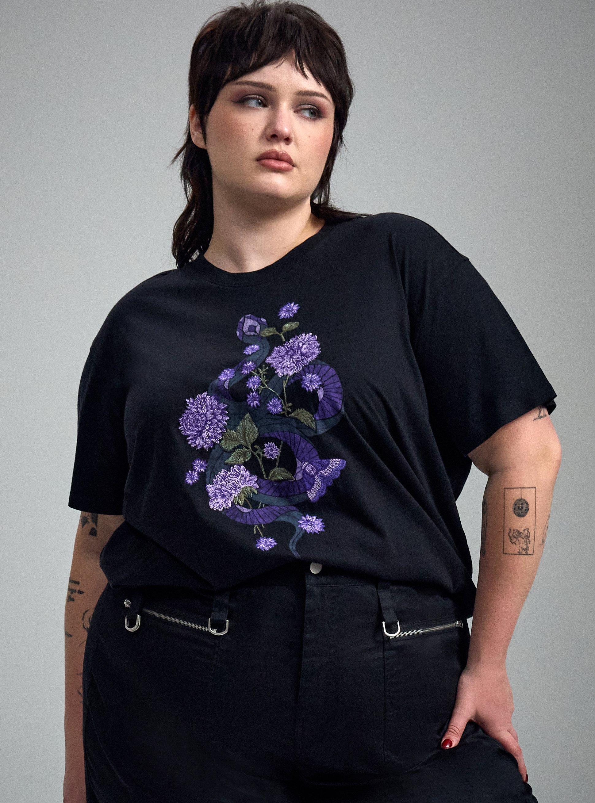 NIGHTFALL OVERSIZED HERITAGE JERSEY TEE, SNAKE FLORAL PURPLE, alternate