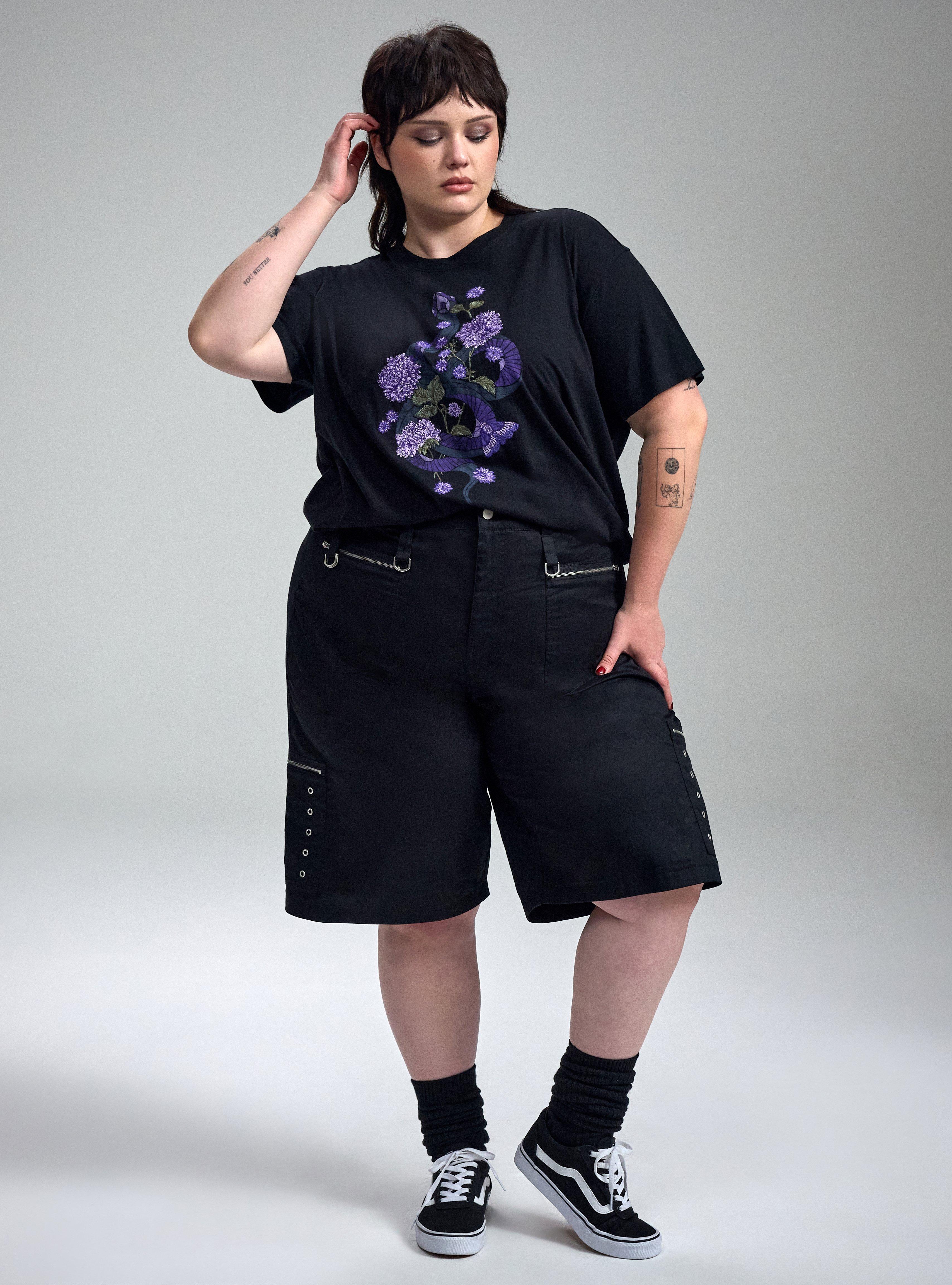 NIGHTFALL OVERSIZED HERITAGE JERSEY TEE, SNAKE FLORAL PURPLE, alternate