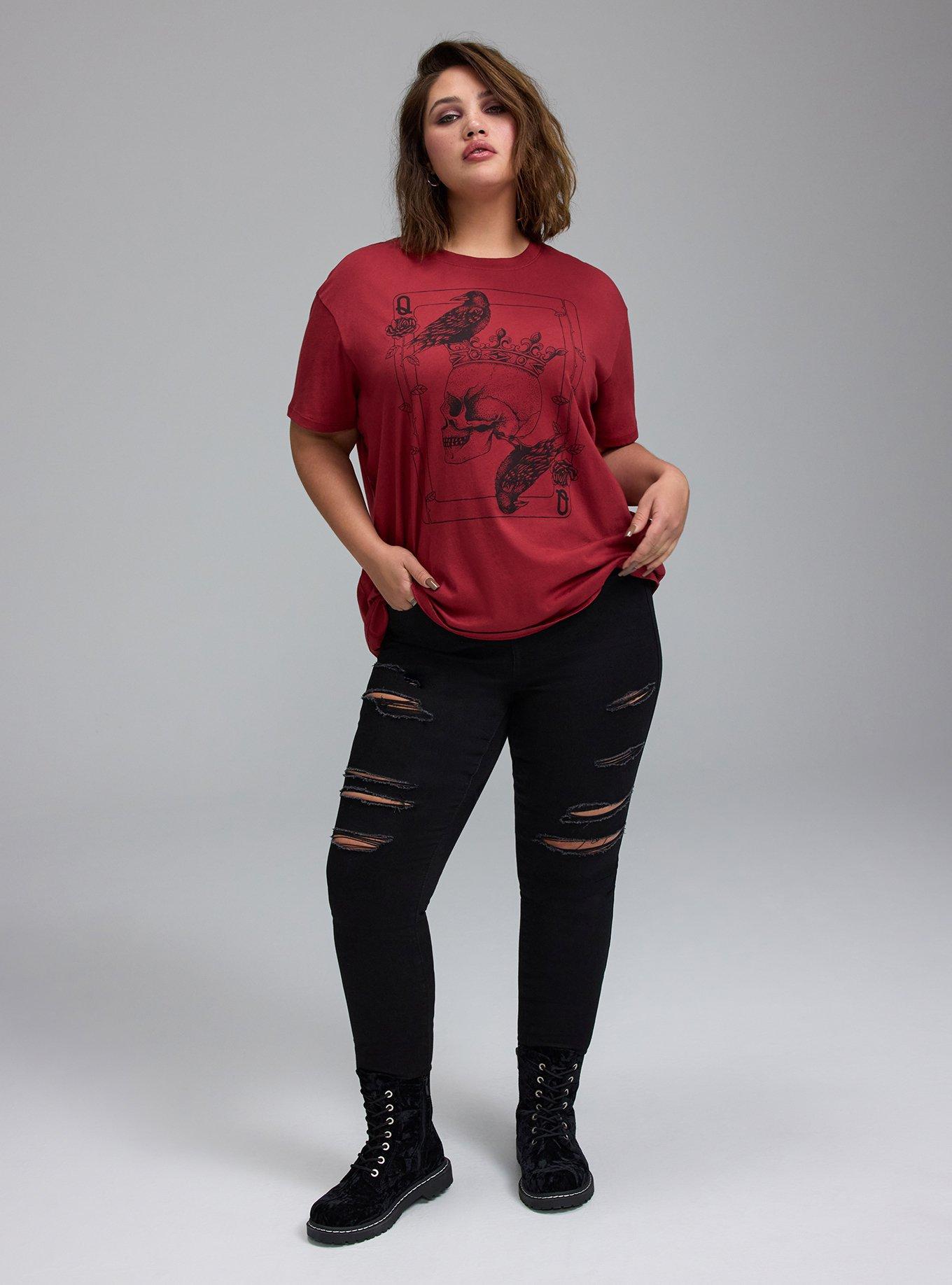 Nightfall Oversized Graphic Tee, SKULL CARD SUN DRIED TOMATO, alternate