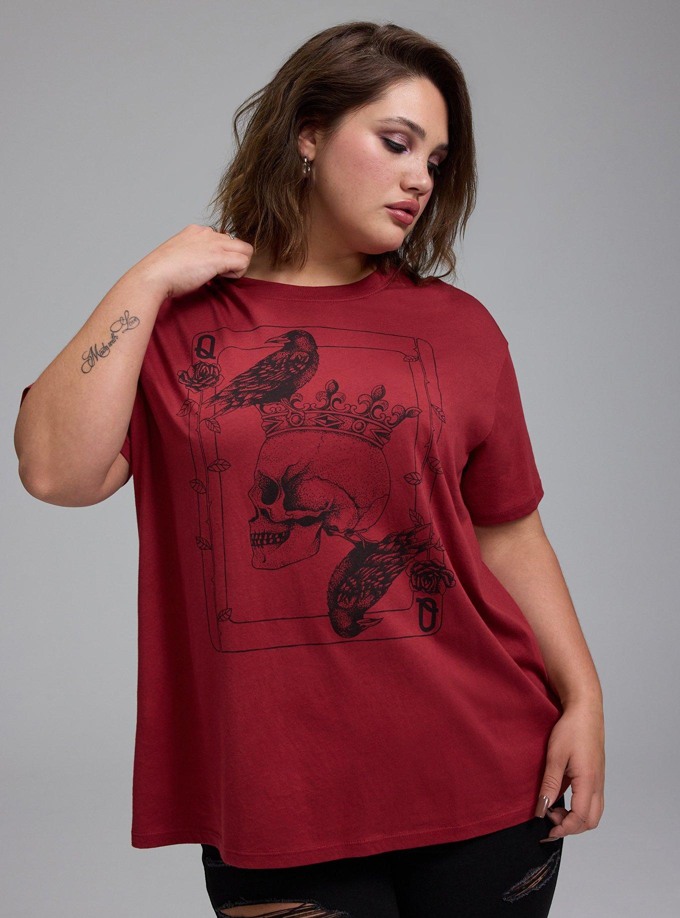 Nightfall Oversized Graphic Tee, SKULL CARD SUN DRIED TOMATO, hi-res