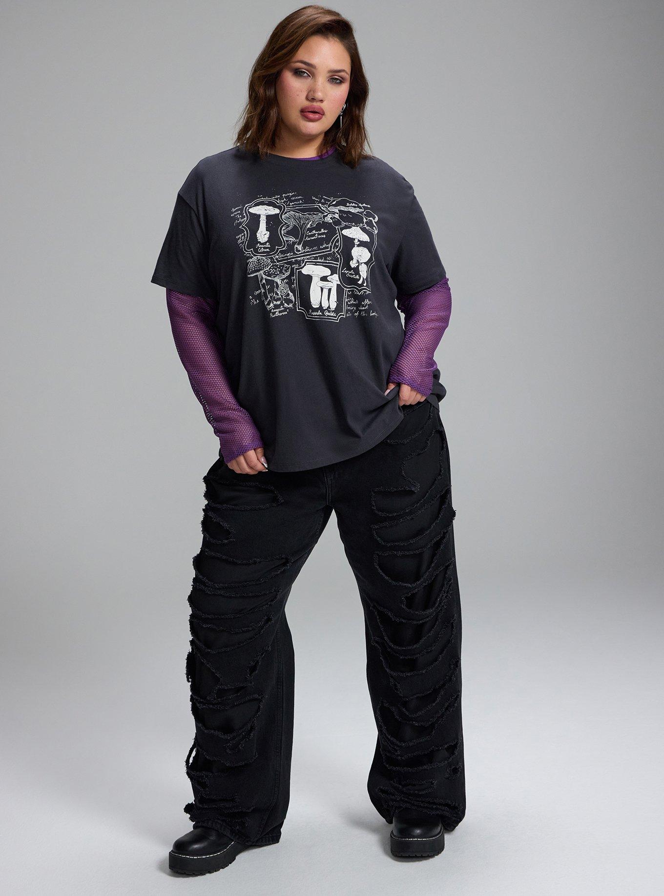 Plus Size Nightfall Oversized Graphic Tee, POISONOUS MUSHROOM BOTANICAL PHANTOM, alternate