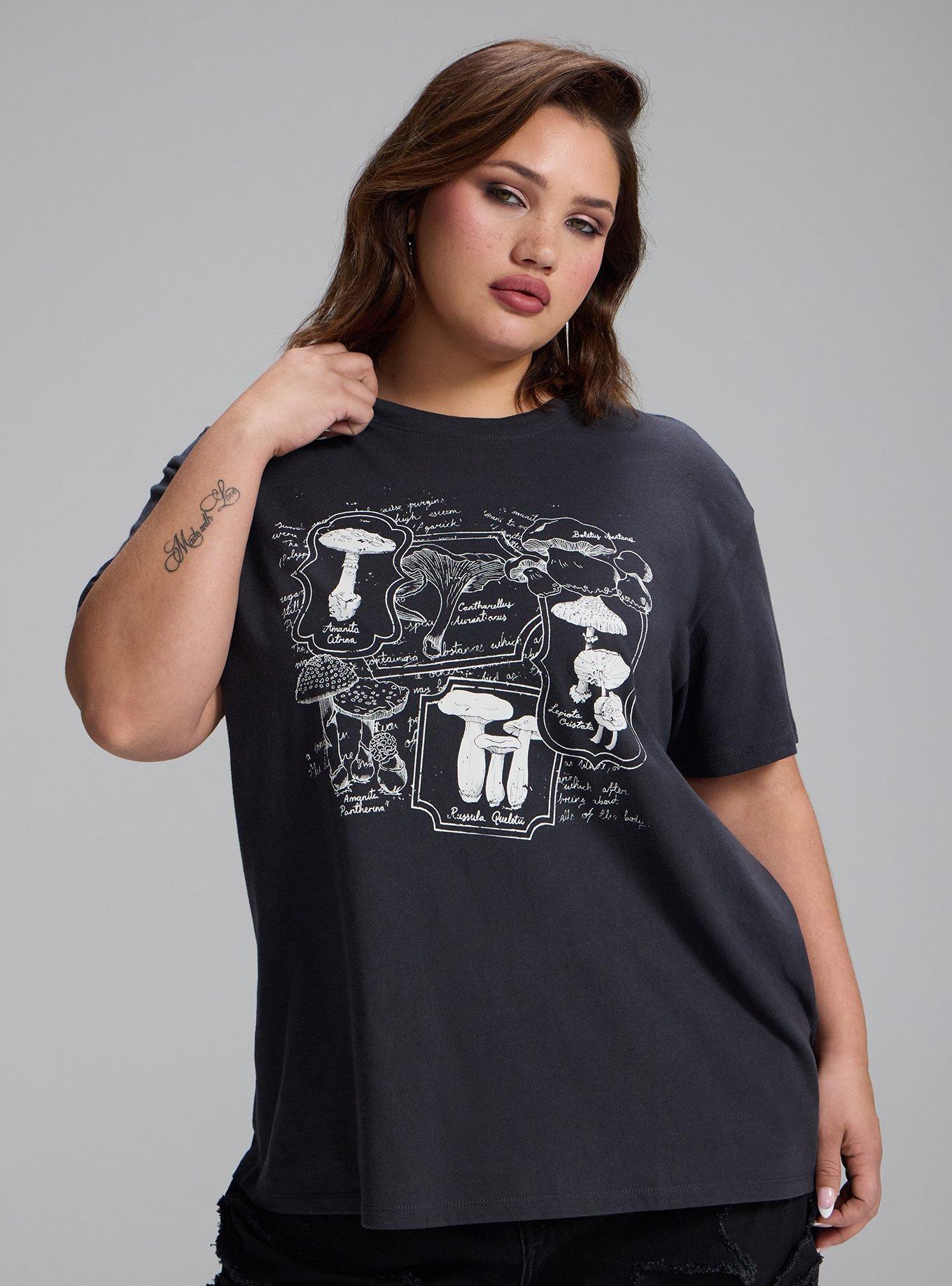 Plus Size Nightfall Oversized Graphic Tee, POISONOUS MUSHROOM BOTANICAL PHANTOM, alternate