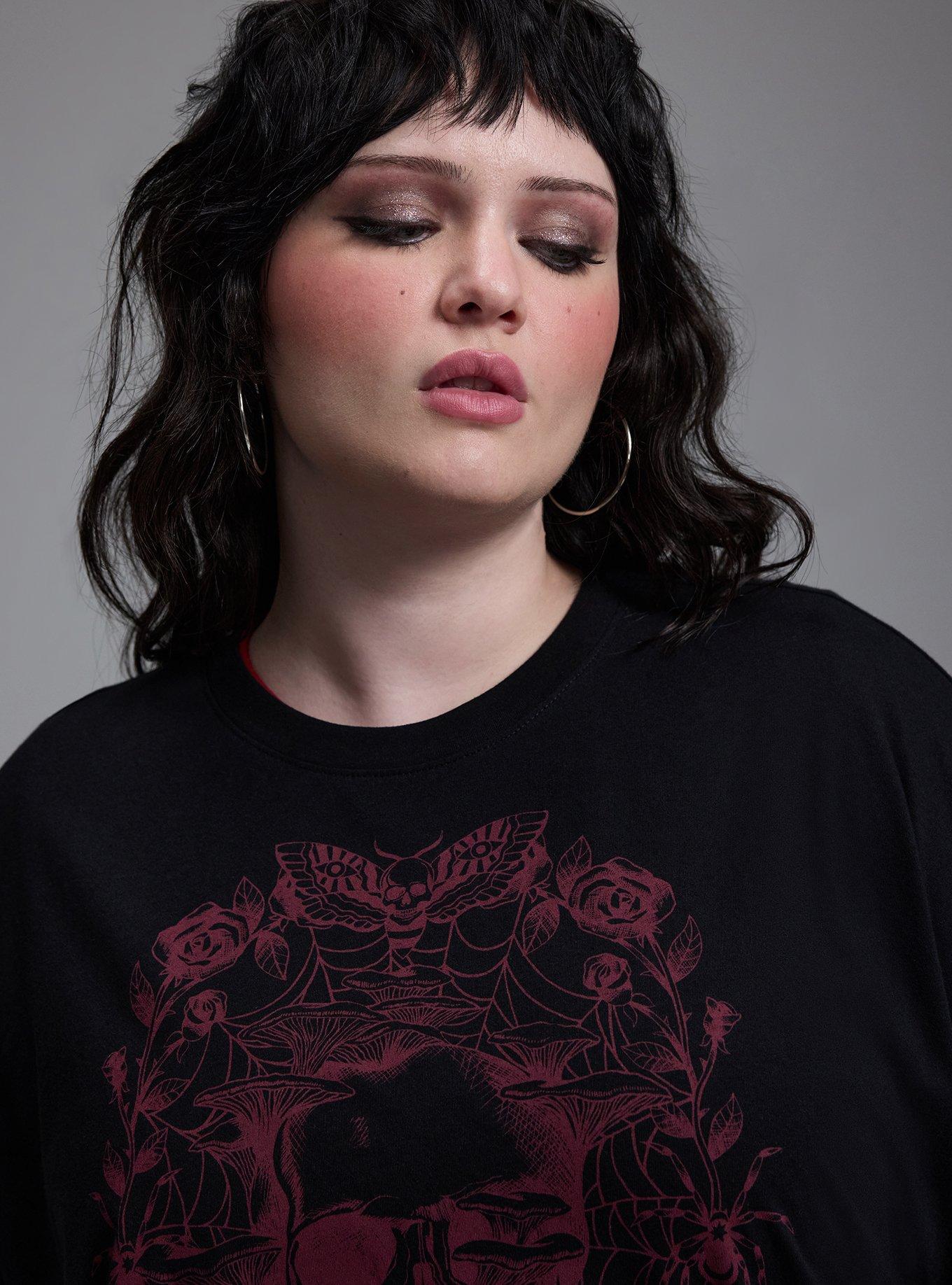 Nightfall Heritage Jersey Crop Tee, MUSHROOM SKULL DEEP BLACK, alternate