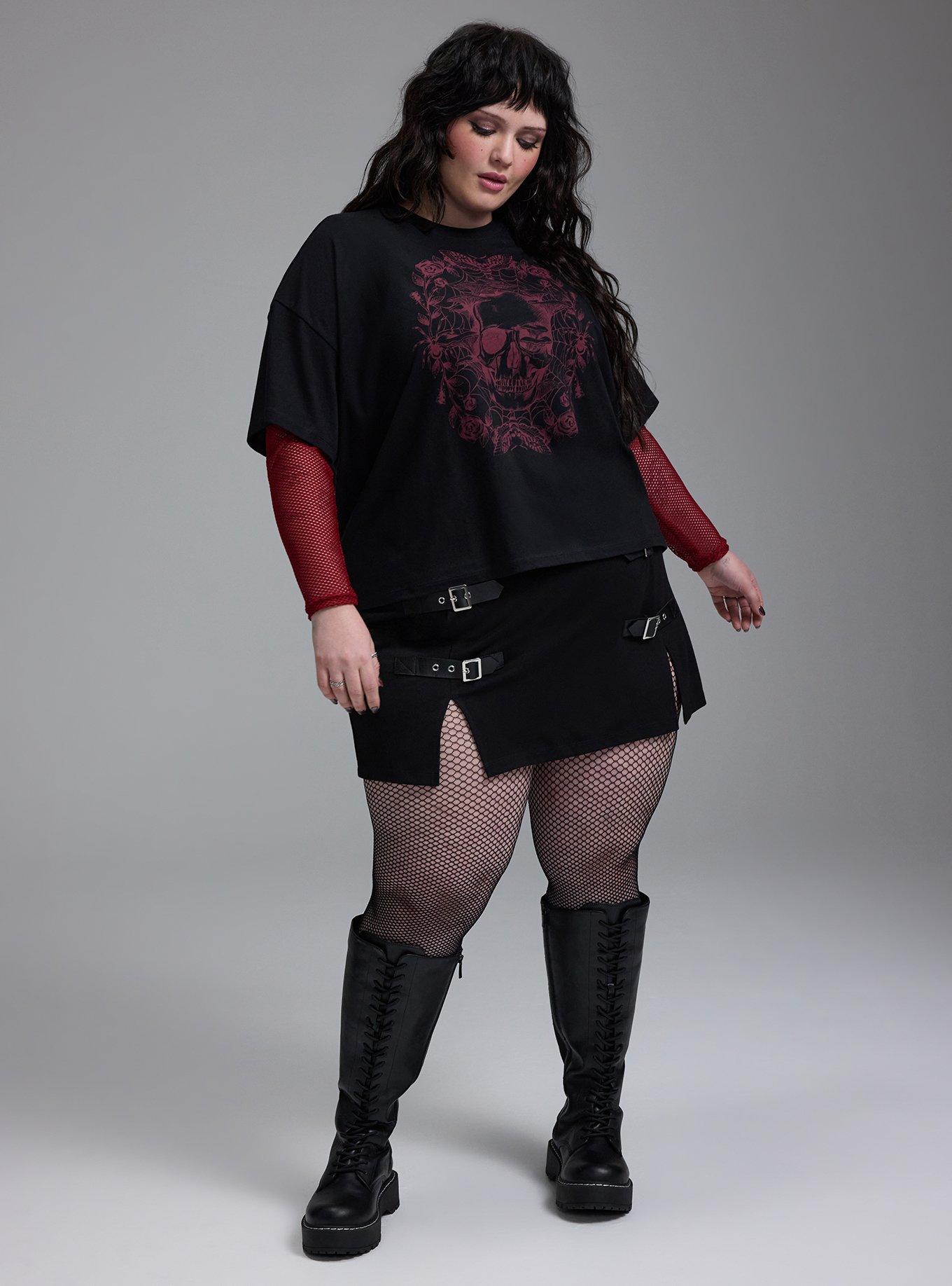 Nightfall Heritage Jersey Crop Tee, MUSHROOM SKULL DEEP BLACK, alternate