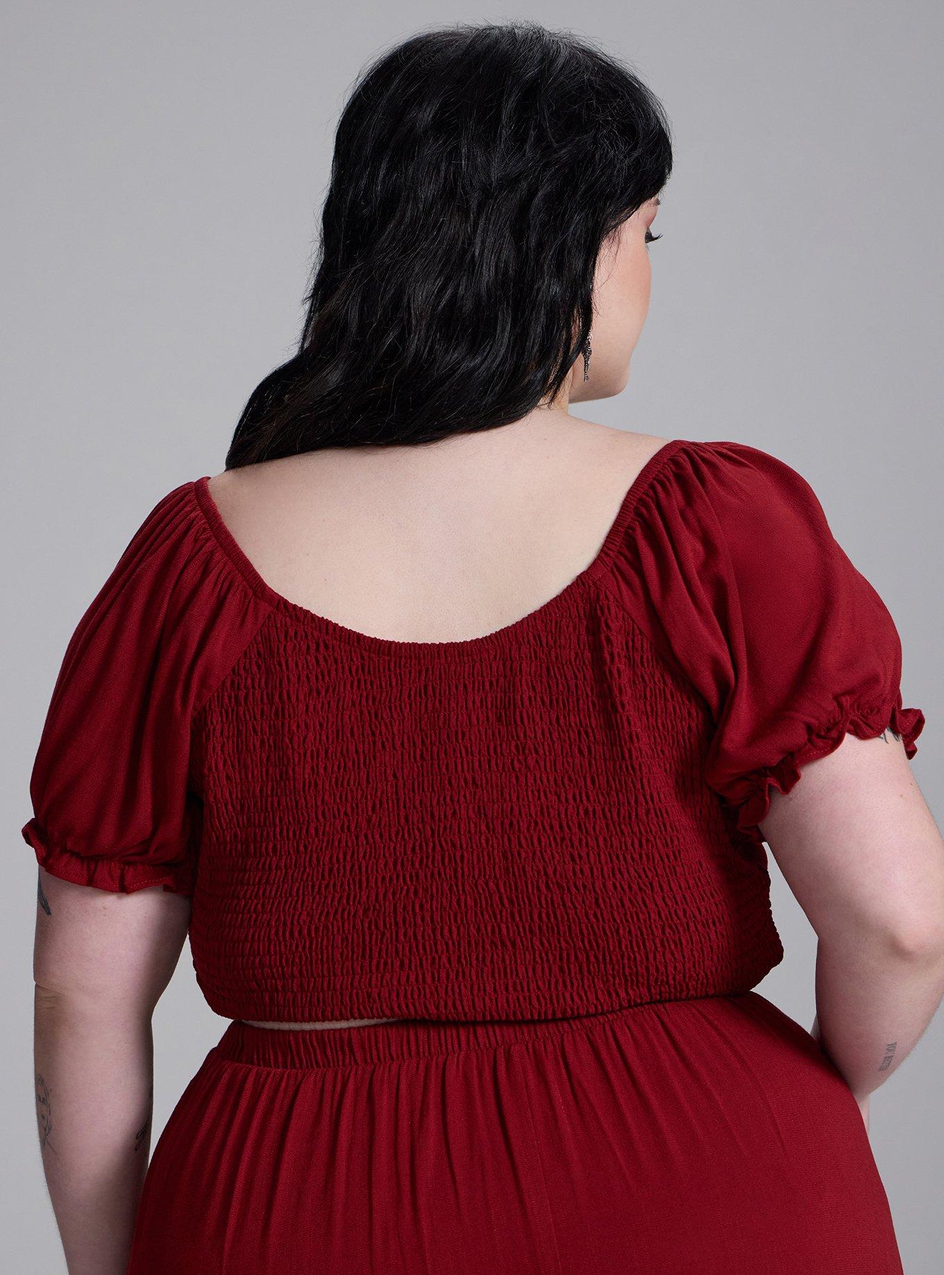 Nightfall Embroidered Crop Top, Sun Dried Tomato, alternate