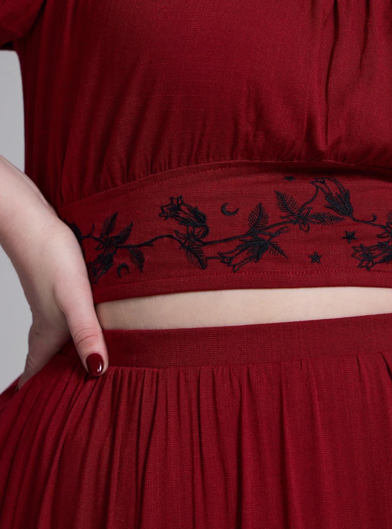 Nightfall Embroidered Crop Top, Sun Dried Tomato, alternate