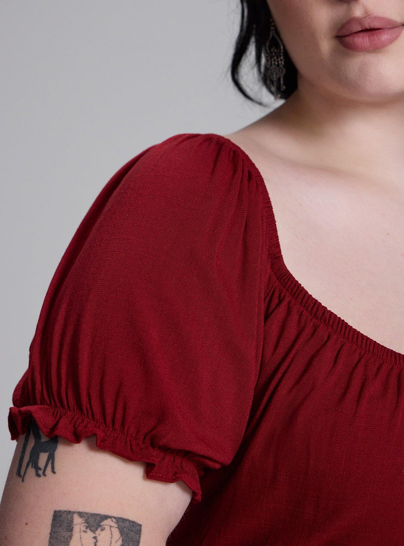 Nightfall Embroidered Crop Top, Sun Dried Tomato, alternate