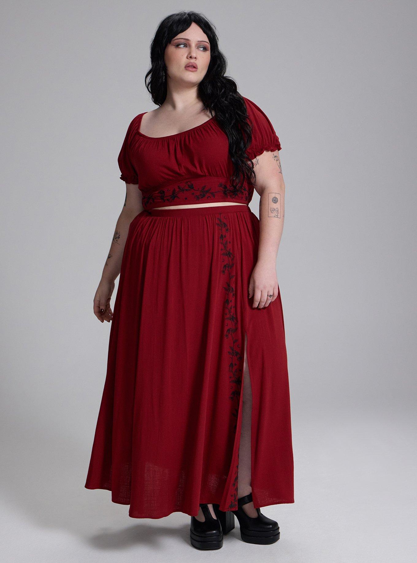 Nightfall Embroidered Crop Top, Sun Dried Tomato, alternate