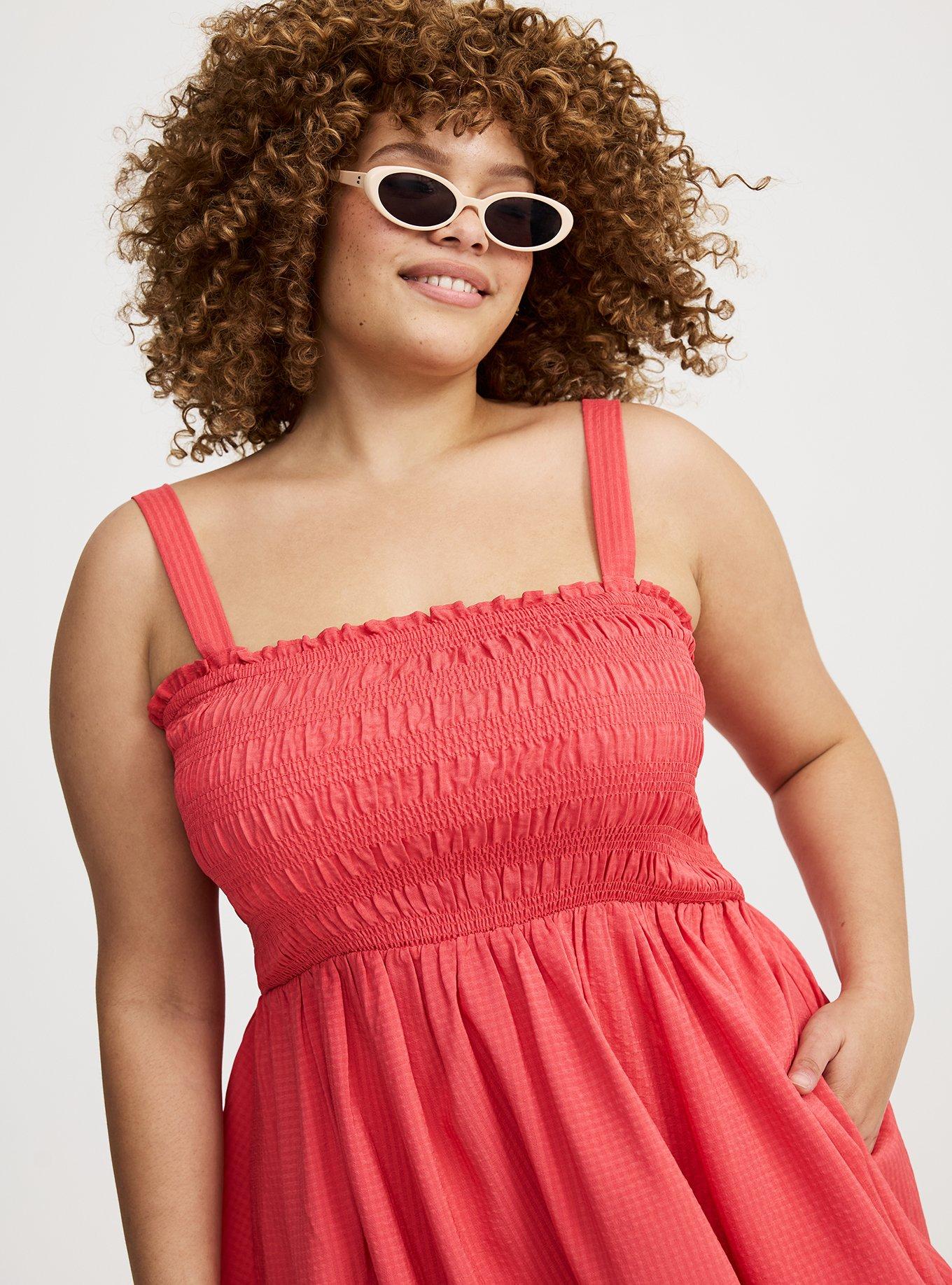 knee length dresses for ladies Plus Size Sash Tube Mini Dress Red / 3X main image 1
