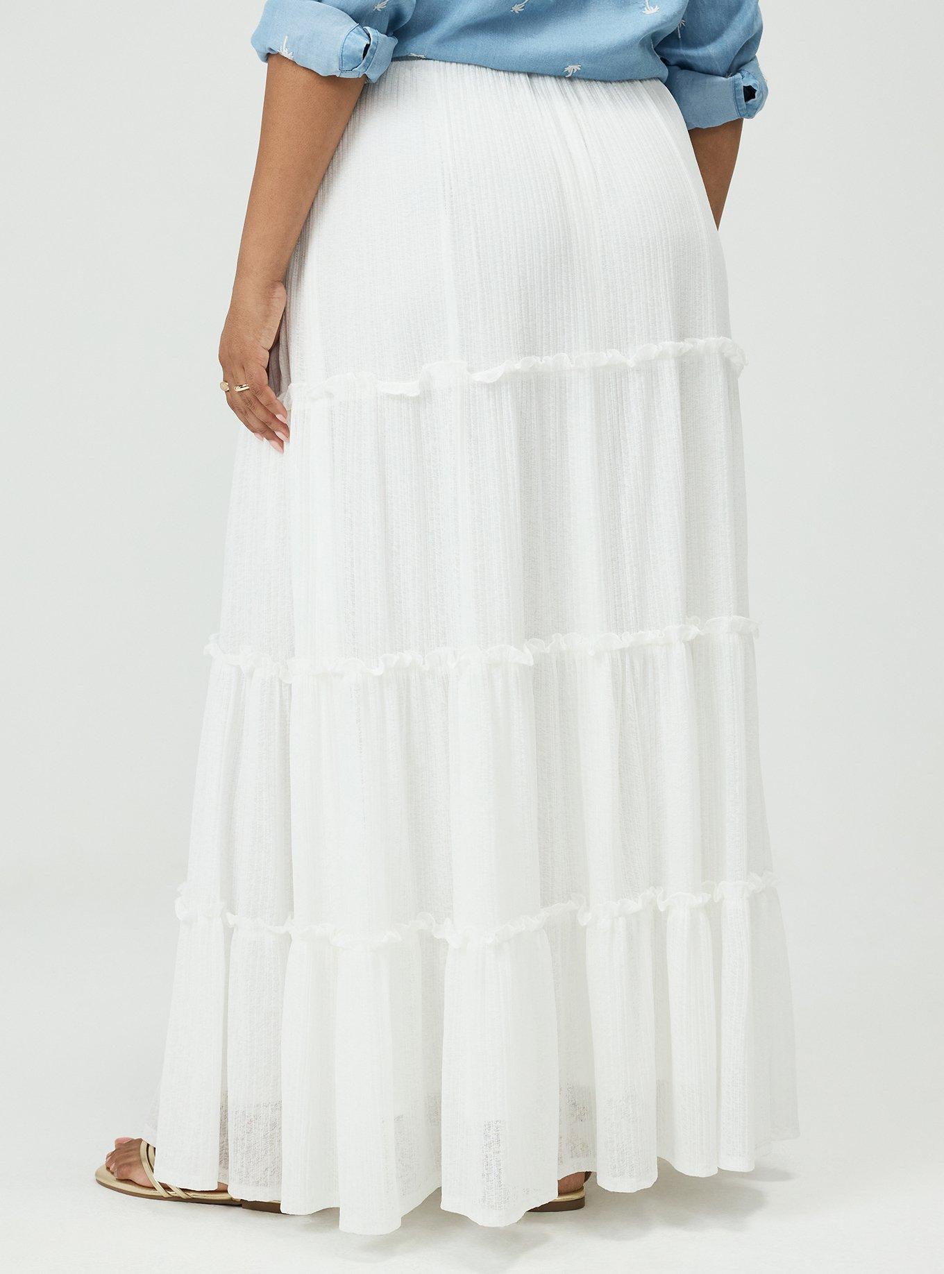 Tiered Drawstring Maxi Skirt, BLANC DE BLANC, alternate