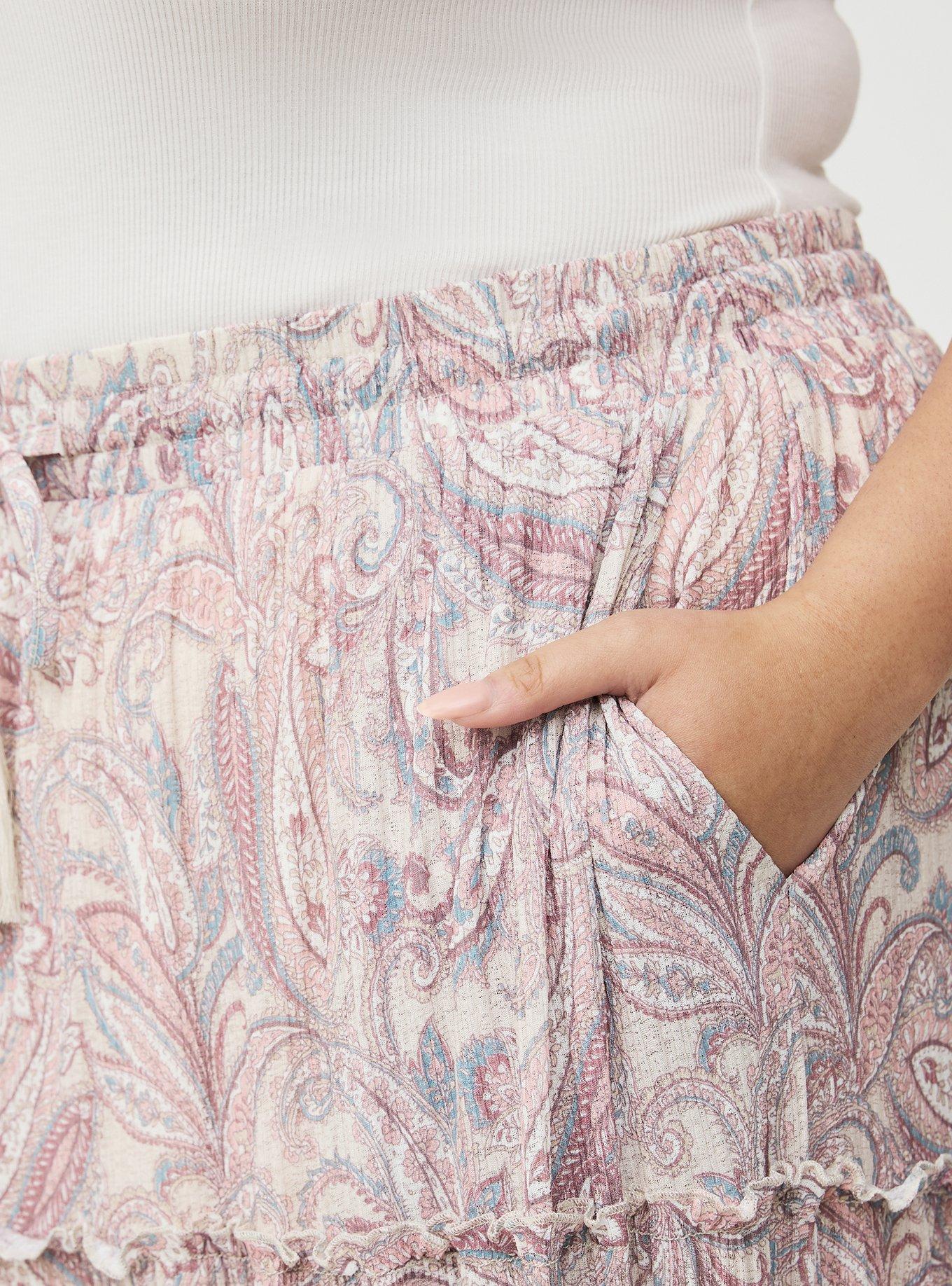 Tiered Drawstring Skirt, FRENCH PAISLEY TAN, alternate