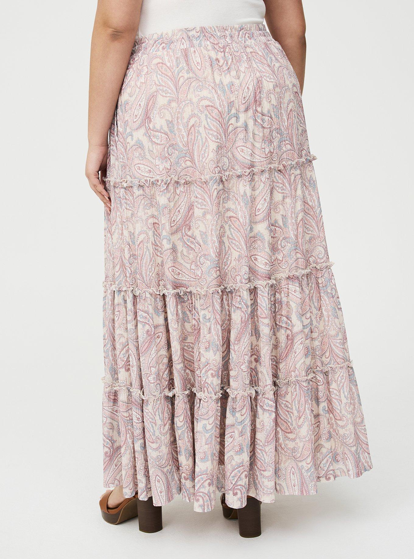 Tiered Drawstring Skirt, FRENCH PAISLEY TAN, alternate