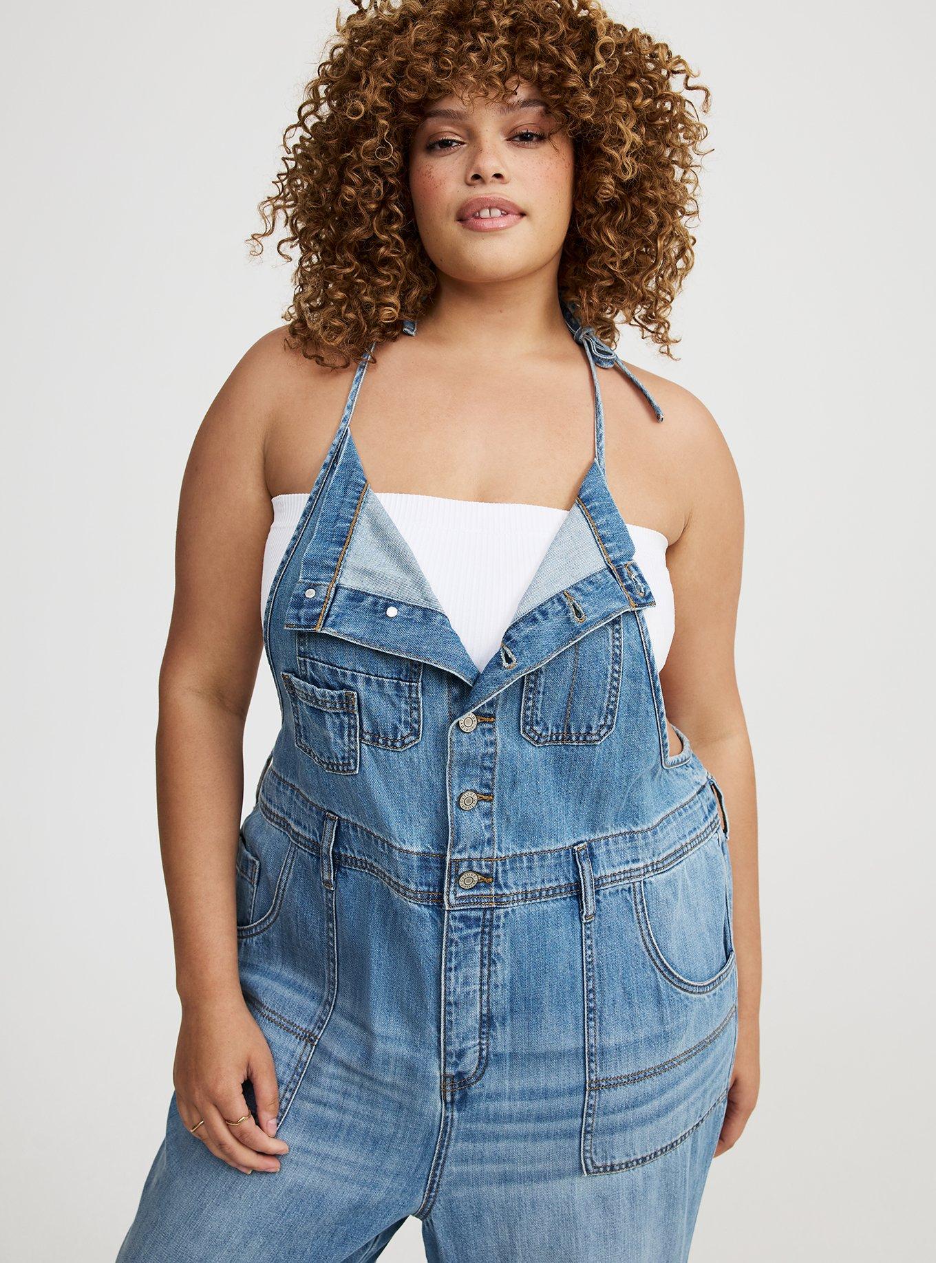 Button Front Denim Overall