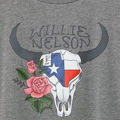 Plus Size Willie Nelson Steer Skull Classic Cotton Crew Tee, MEDIUM HEATHER GREY, swatch