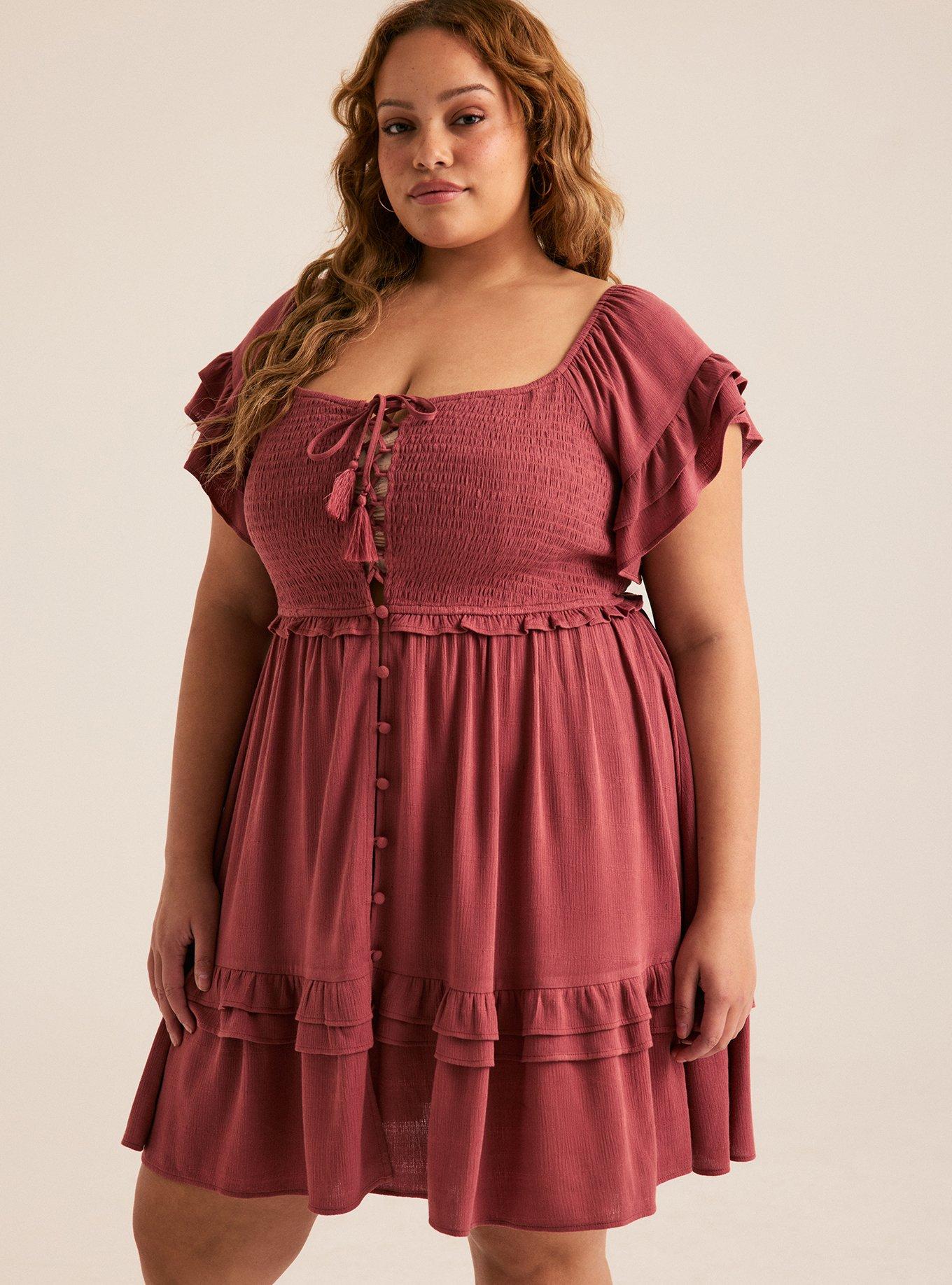 Festi Off-Shoulder Lace-Up Mini Dress, APPLE BUTTER, alternate