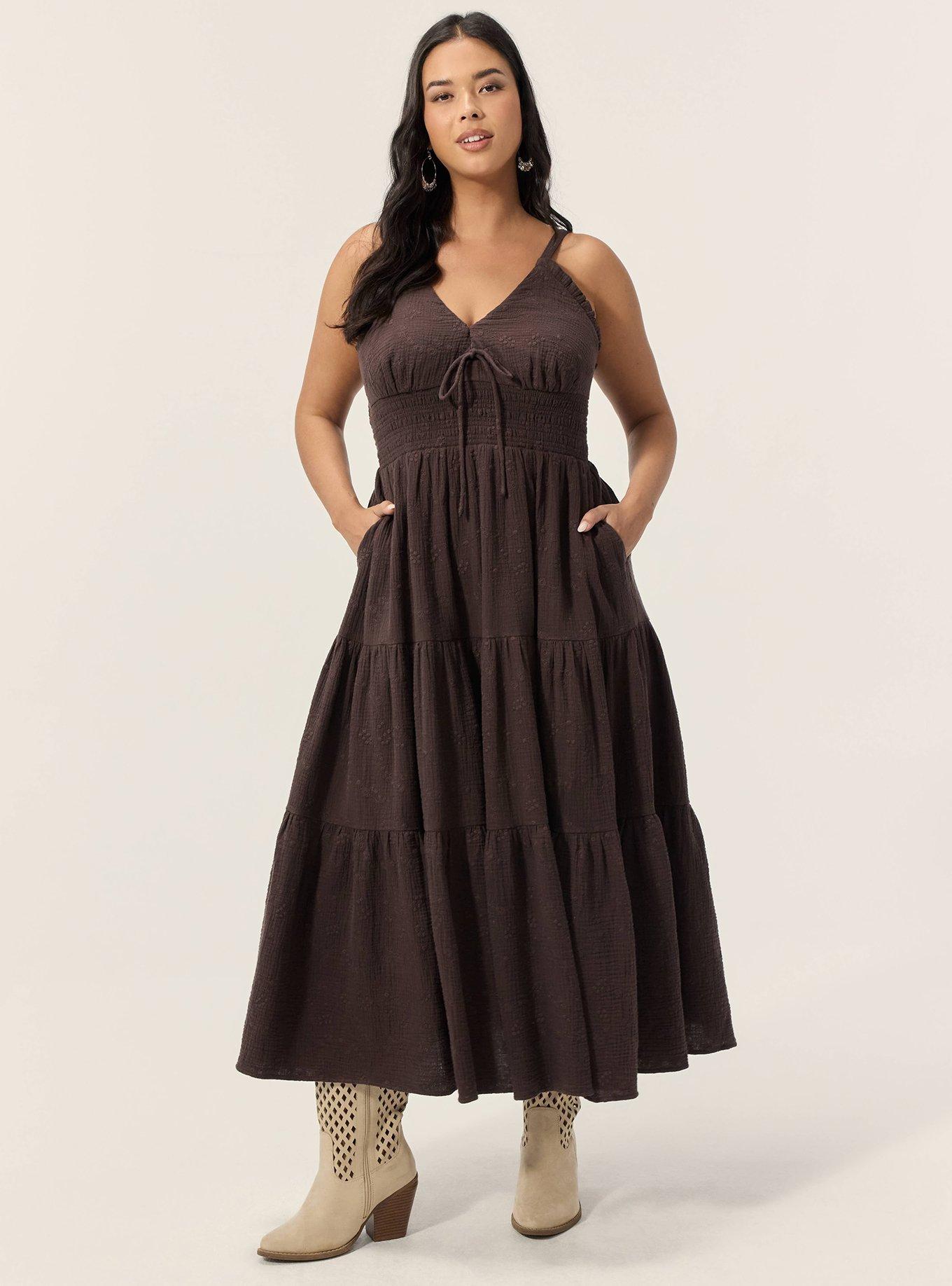 Festi Tiered Tea Length Dress, JAVA, alternate