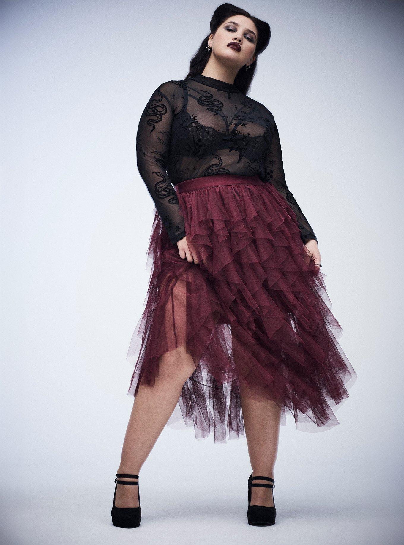 Nightfall Ruffle Midi Skirt