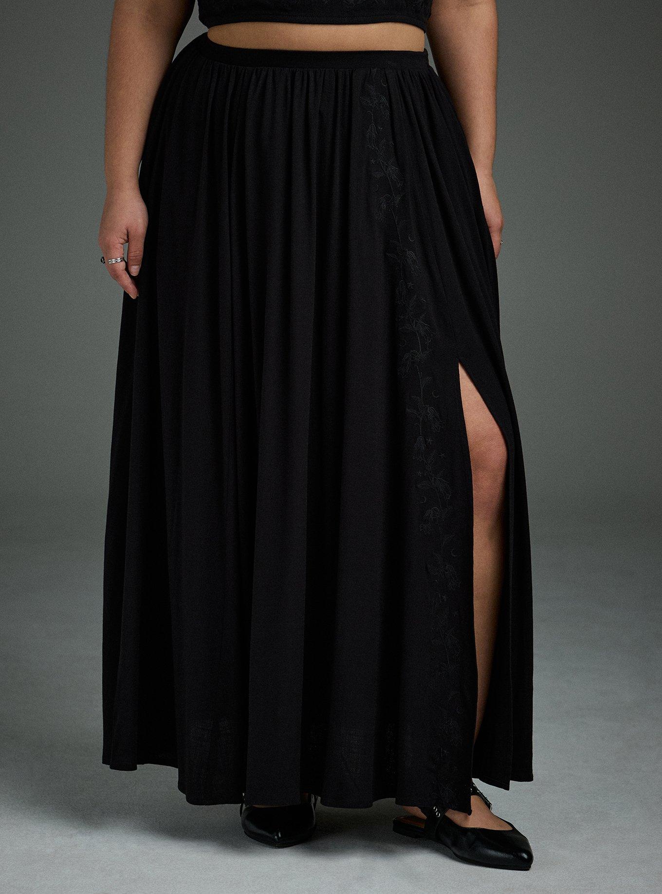 Plus Size - Nightfall Embroidered Slit Maxi Skirt - Torrid