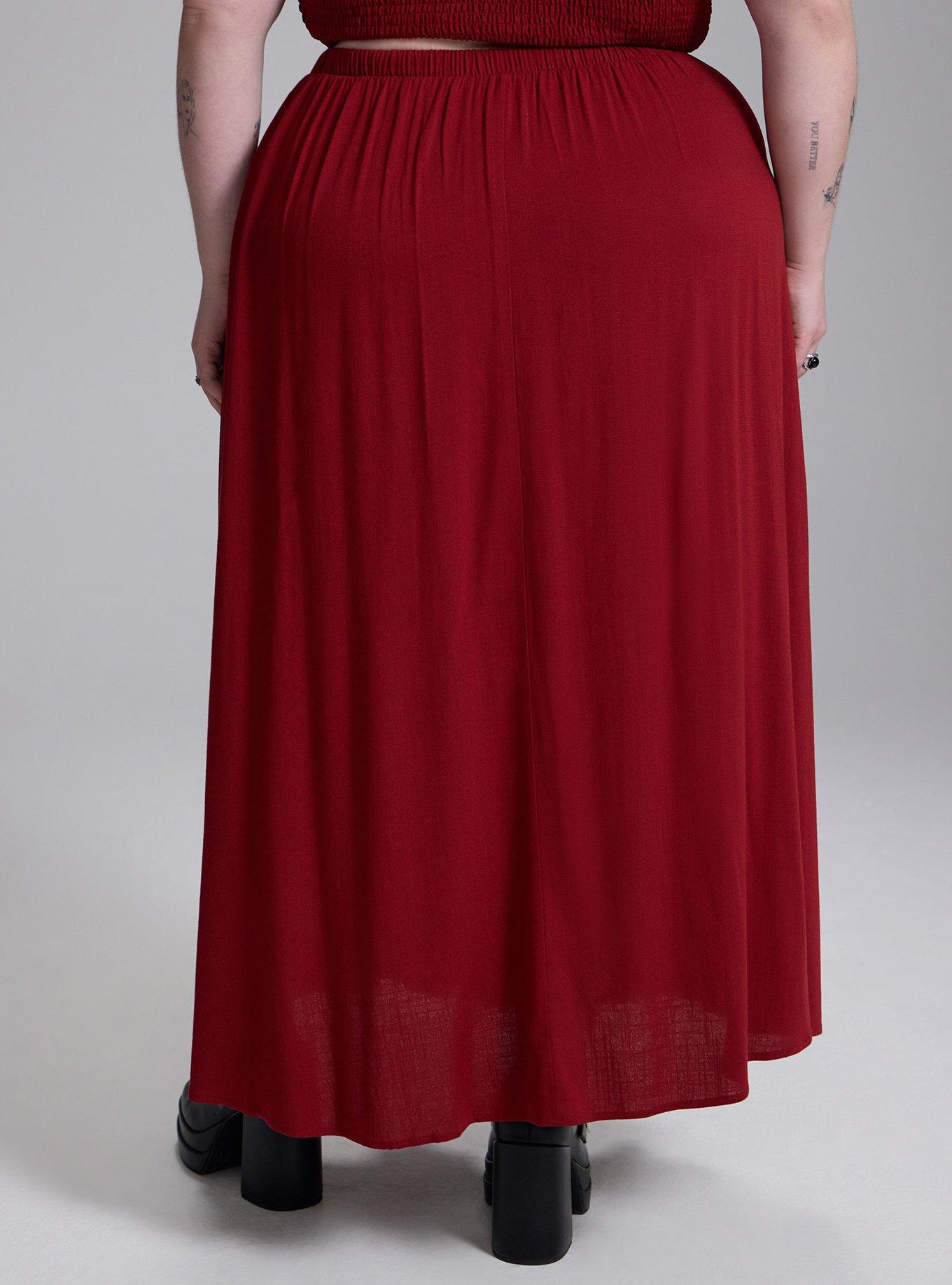 Nightfall Embroidered Slit Maxi Skirt, Sun Dried Tomato, alternate
