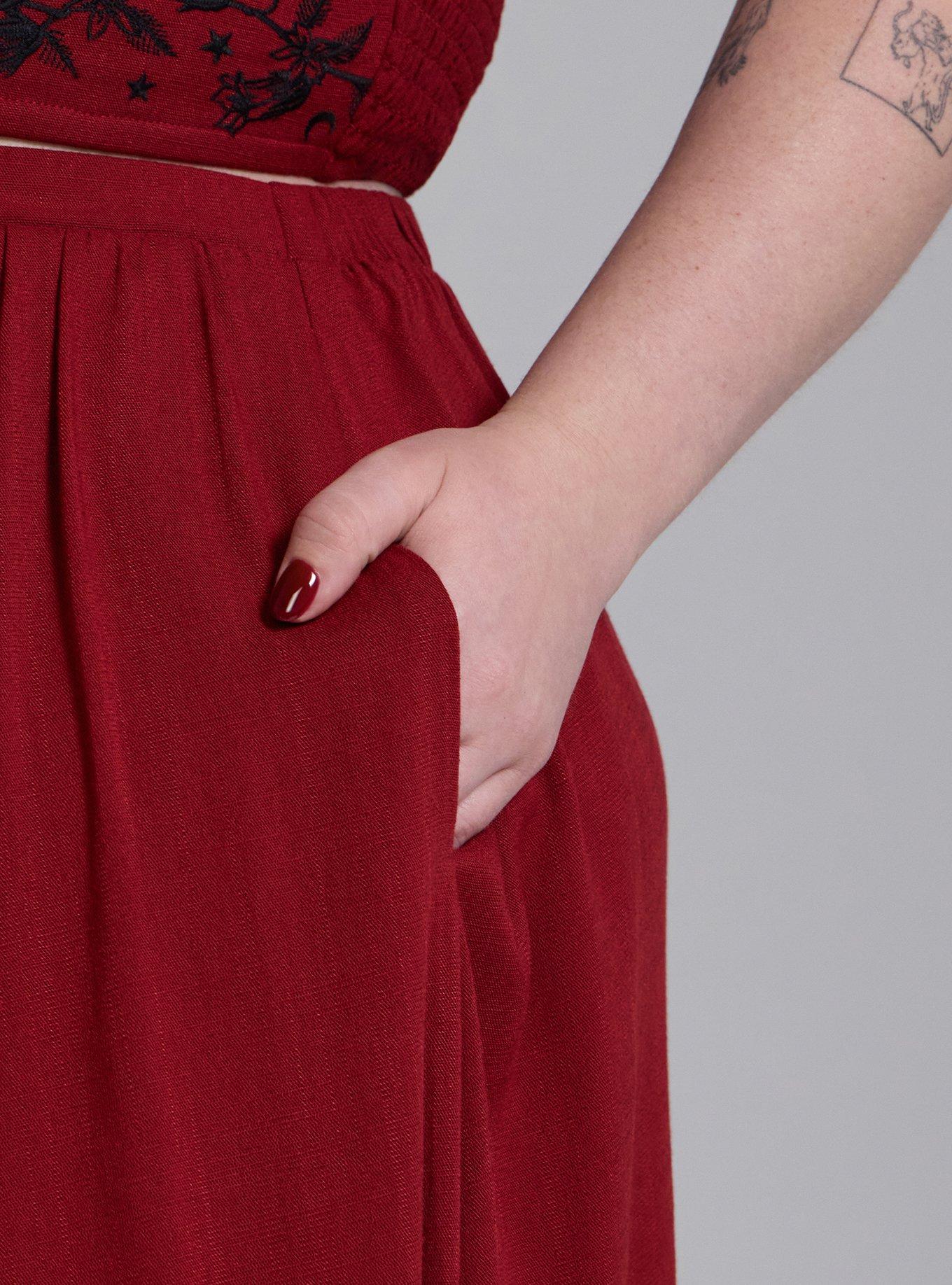 Nightfall Embroidered Slit Maxi Skirt, Sun Dried Tomato, alternate