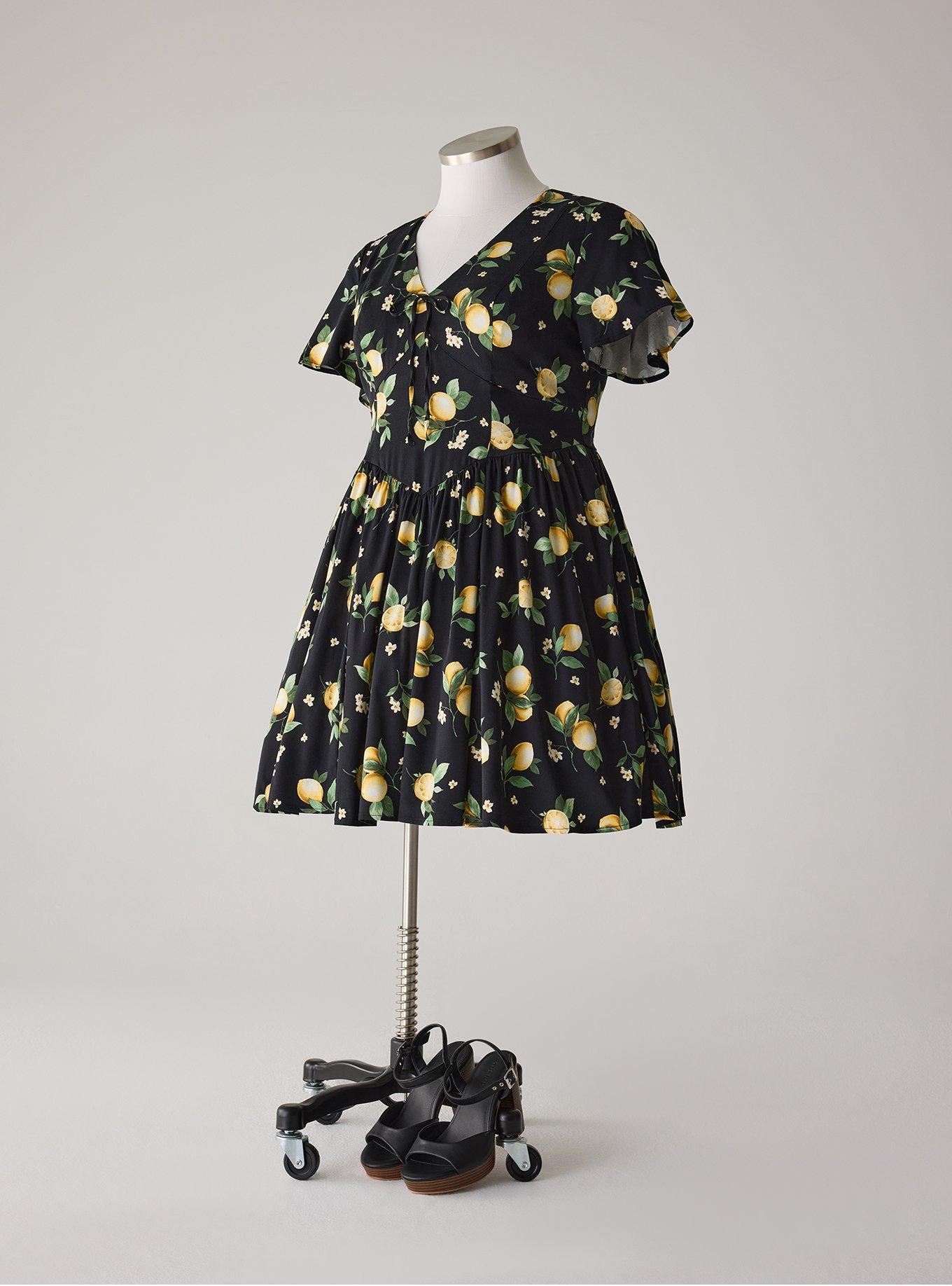 Retro Chic Flutter Swing Mini Dress, COLLEEN LEMONS BLACK, flat