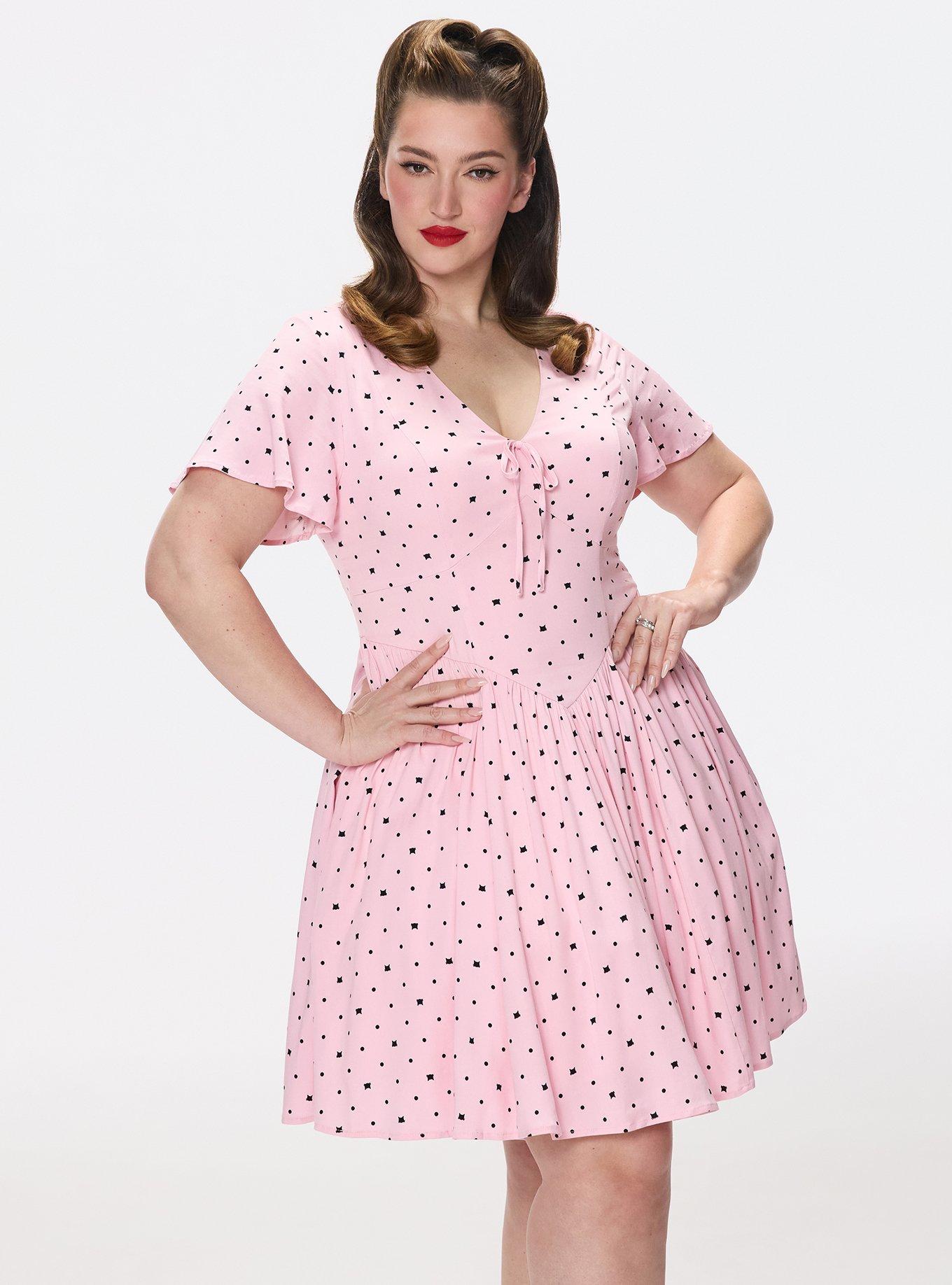 Retro Chic Flutter Sleeve Swing Mini Dress, BEZU CATS PINK ALMOND BLOSSOM, alternate