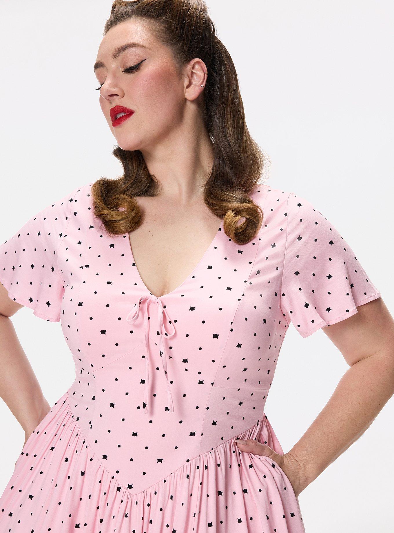 Retro Chic Flutter Sleeve Swing Mini Dress, BEZU CATS PINK ALMOND BLOSSOM, alternate