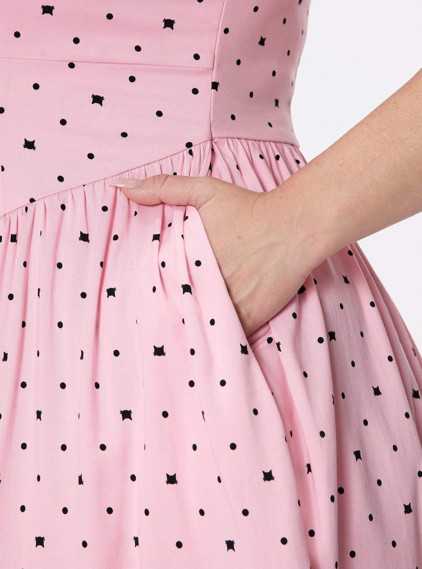 Retro Chic Flutter Sleeve Swing Mini Dress, BEZU CATS PINK ALMOND BLOSSOM, alternate