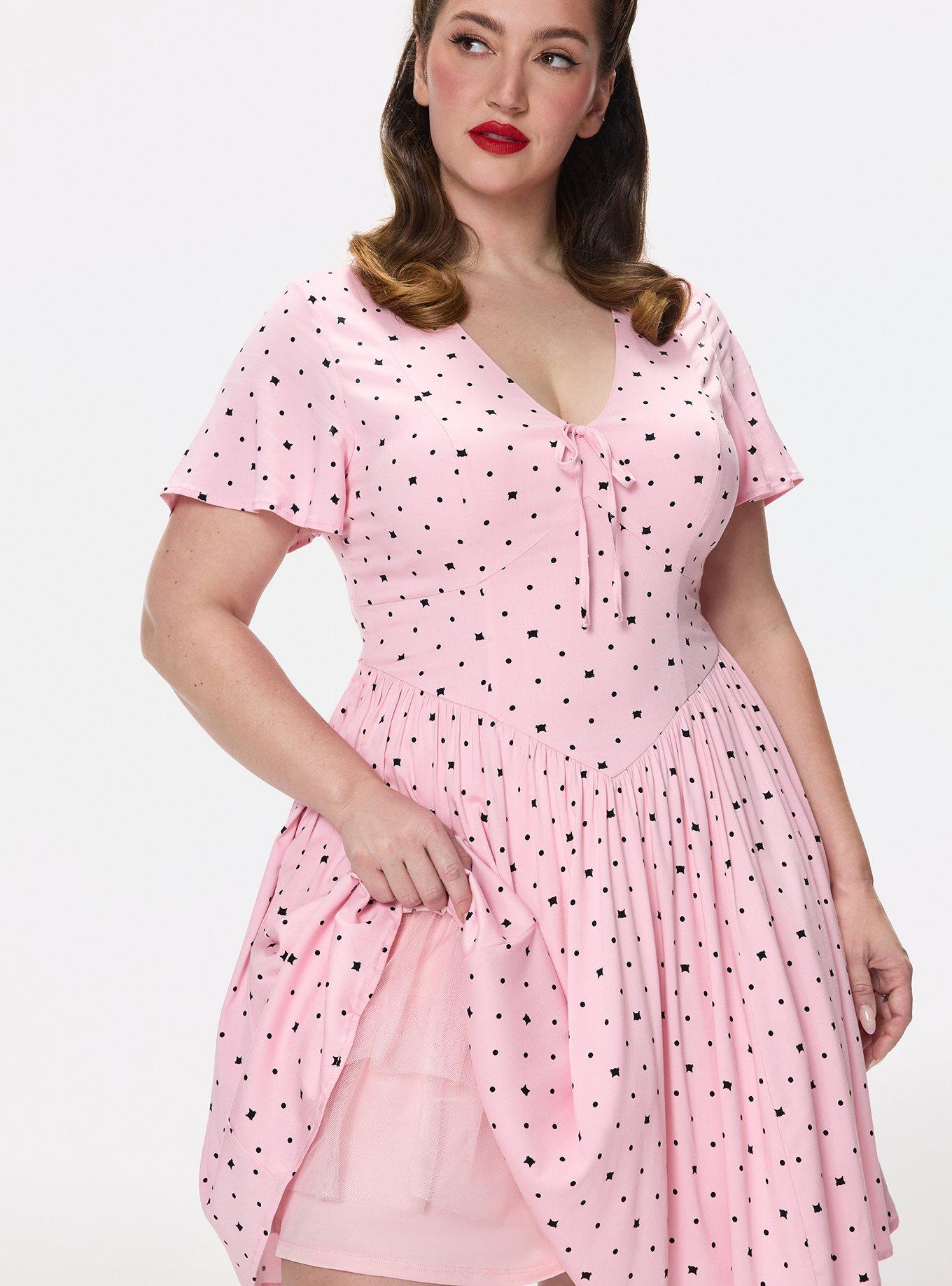 Retro Chic Flutter Sleeve Swing Mini Dress, BEZU CATS PINK ALMOND BLOSSOM, alternate