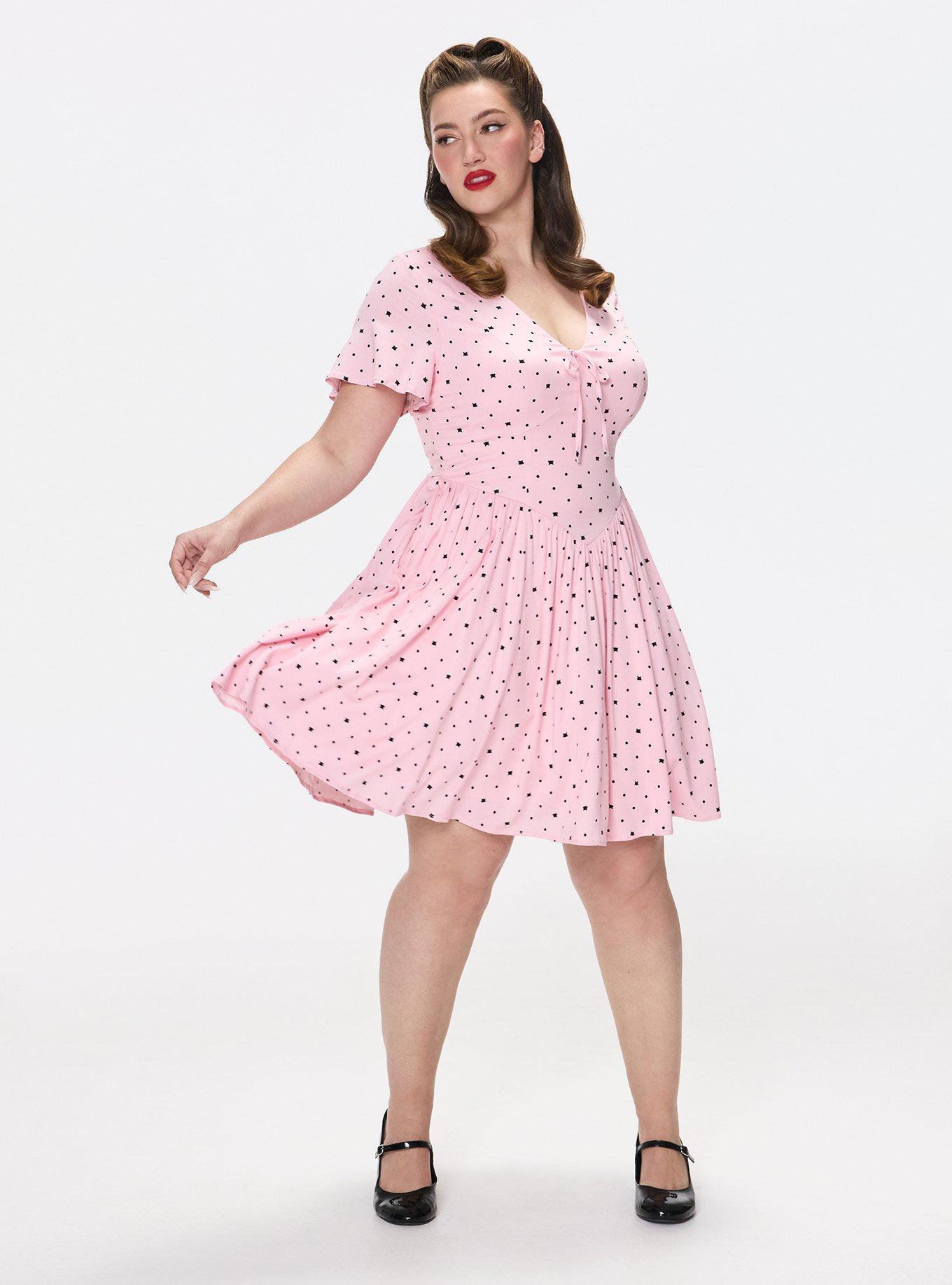 Retro Chic Flutter Sleeve Swing Mini Dress, BEZU CATS PINK ALMOND BLOSSOM, hi-res