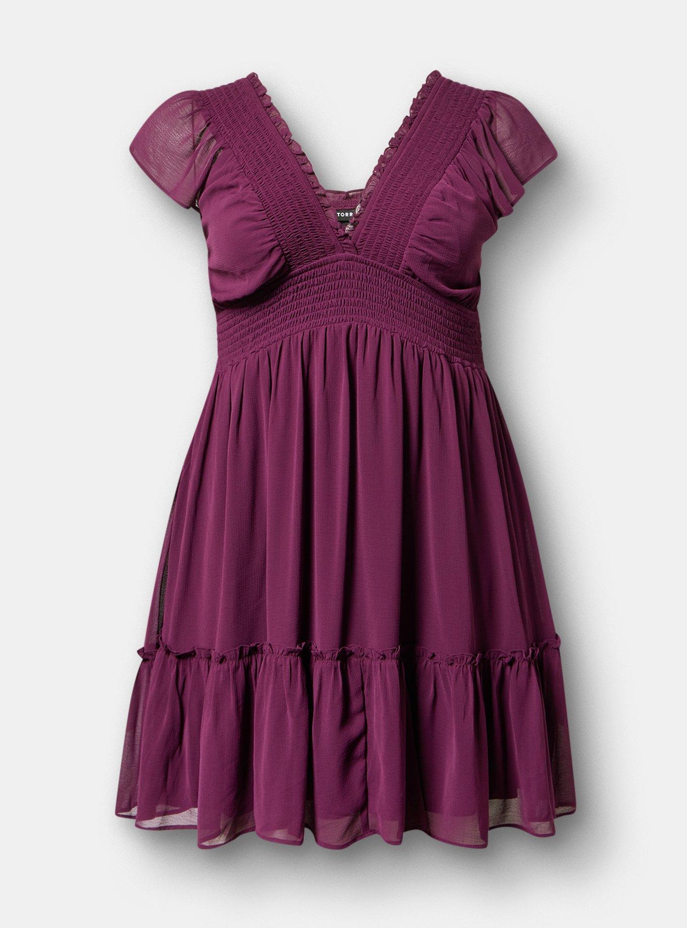 Ruffle Chiffon Mini Dress, WINTER BLOOM, hi-res