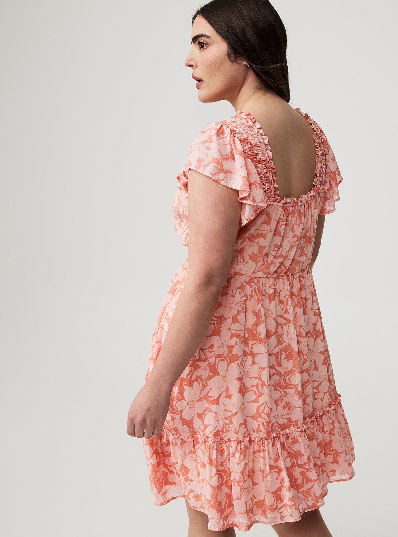 Ruffle Chiffon Mini Dress, BAJA FLORAL CAMELLIA, alternate