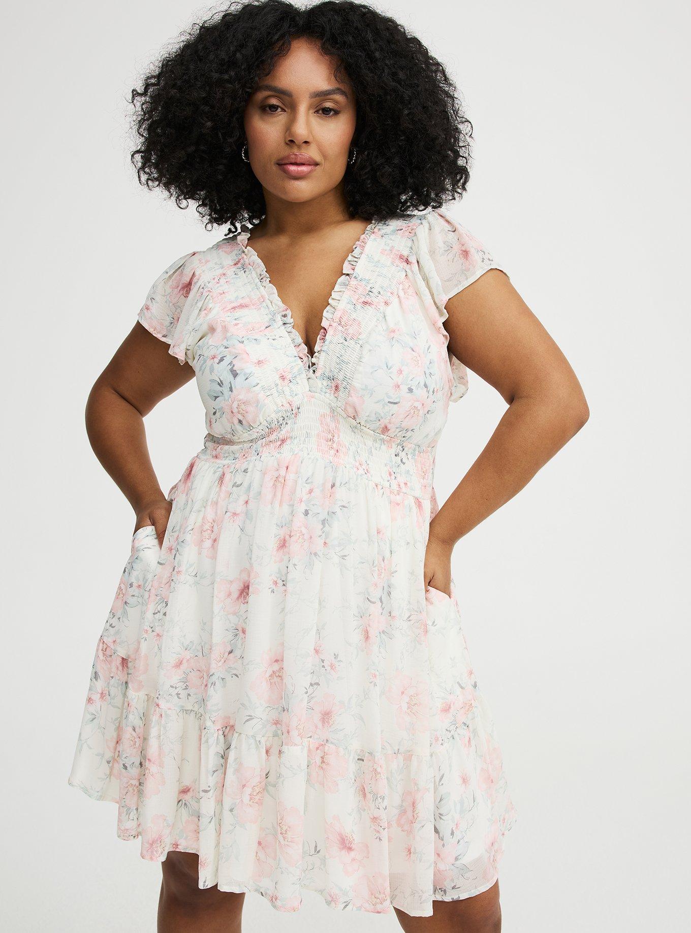 Ruffle Chiffon Mini Dress, LOLLA FLORAL IVORY, alternate