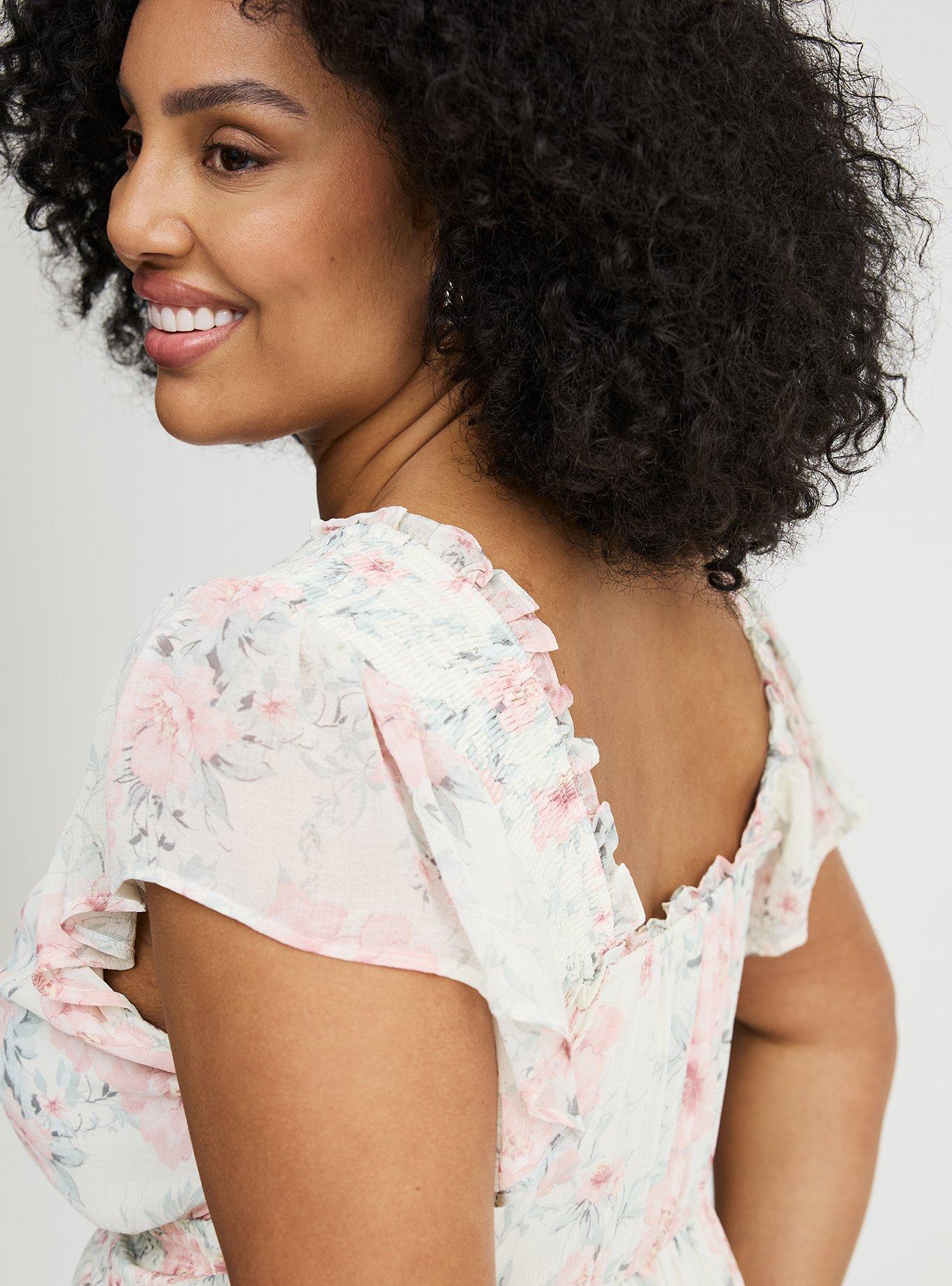 Ruffle Chiffon Mini Dress, LOLLA FLORAL IVORY, alternate