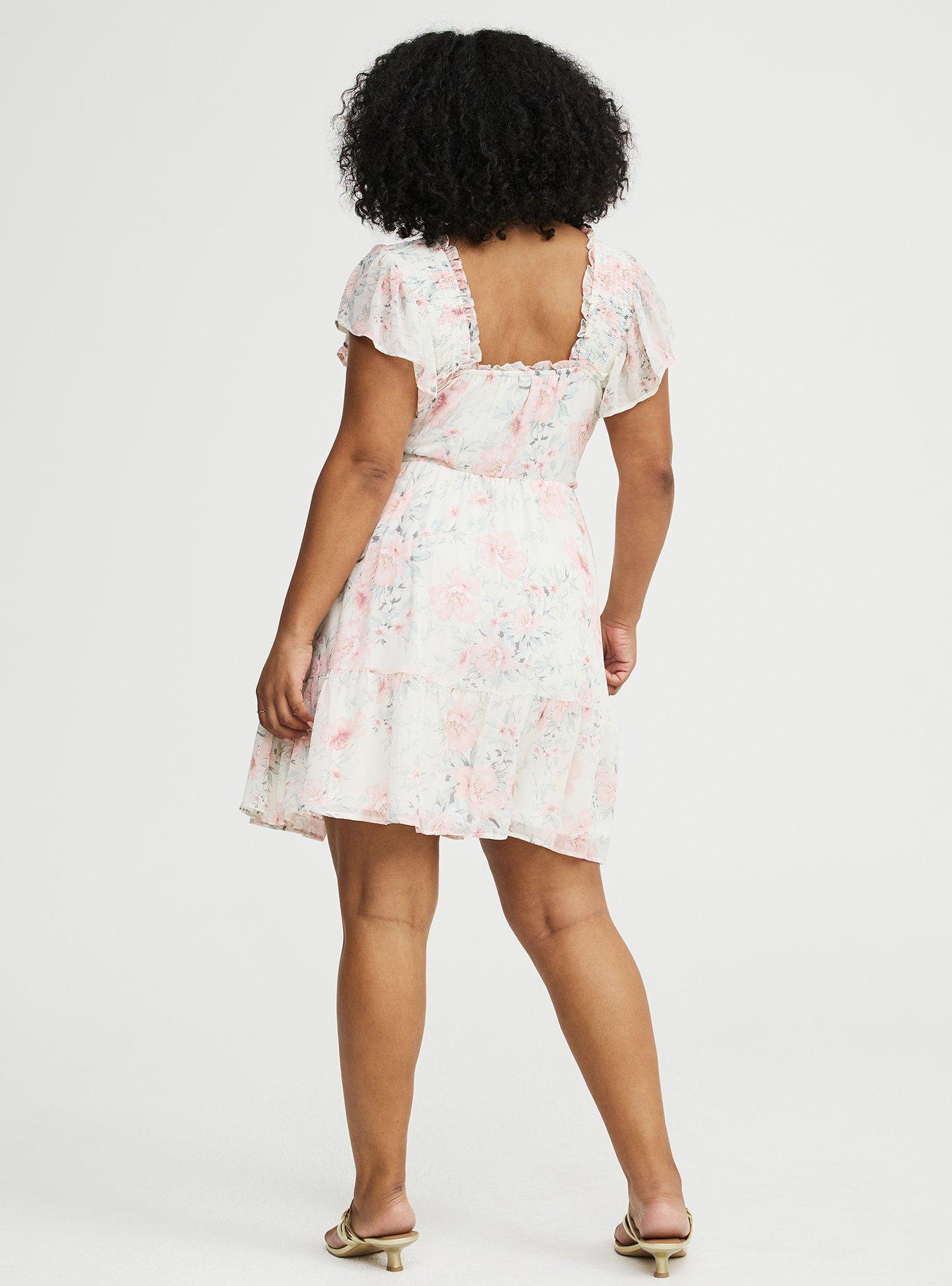 Ruffle Chiffon Mini Dress, LOLLA FLORAL IVORY, alternate