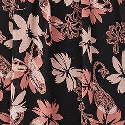 Ruffle Chiffon Mini Dress, BACKLIGHT PAISLEY FLORAL BLACK, swatch