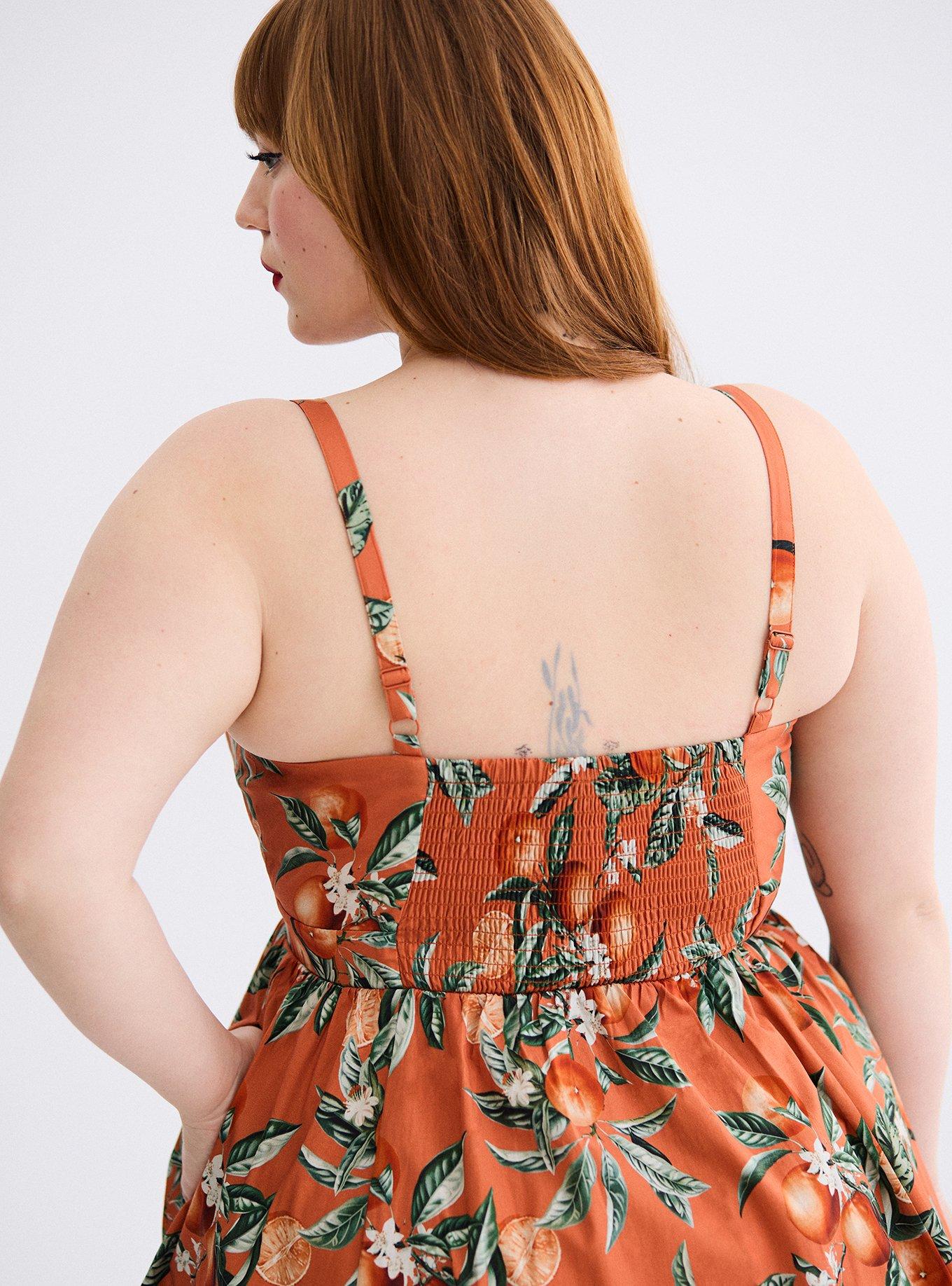 strapless open back dress Apricot Sun Dress(M)  Enne