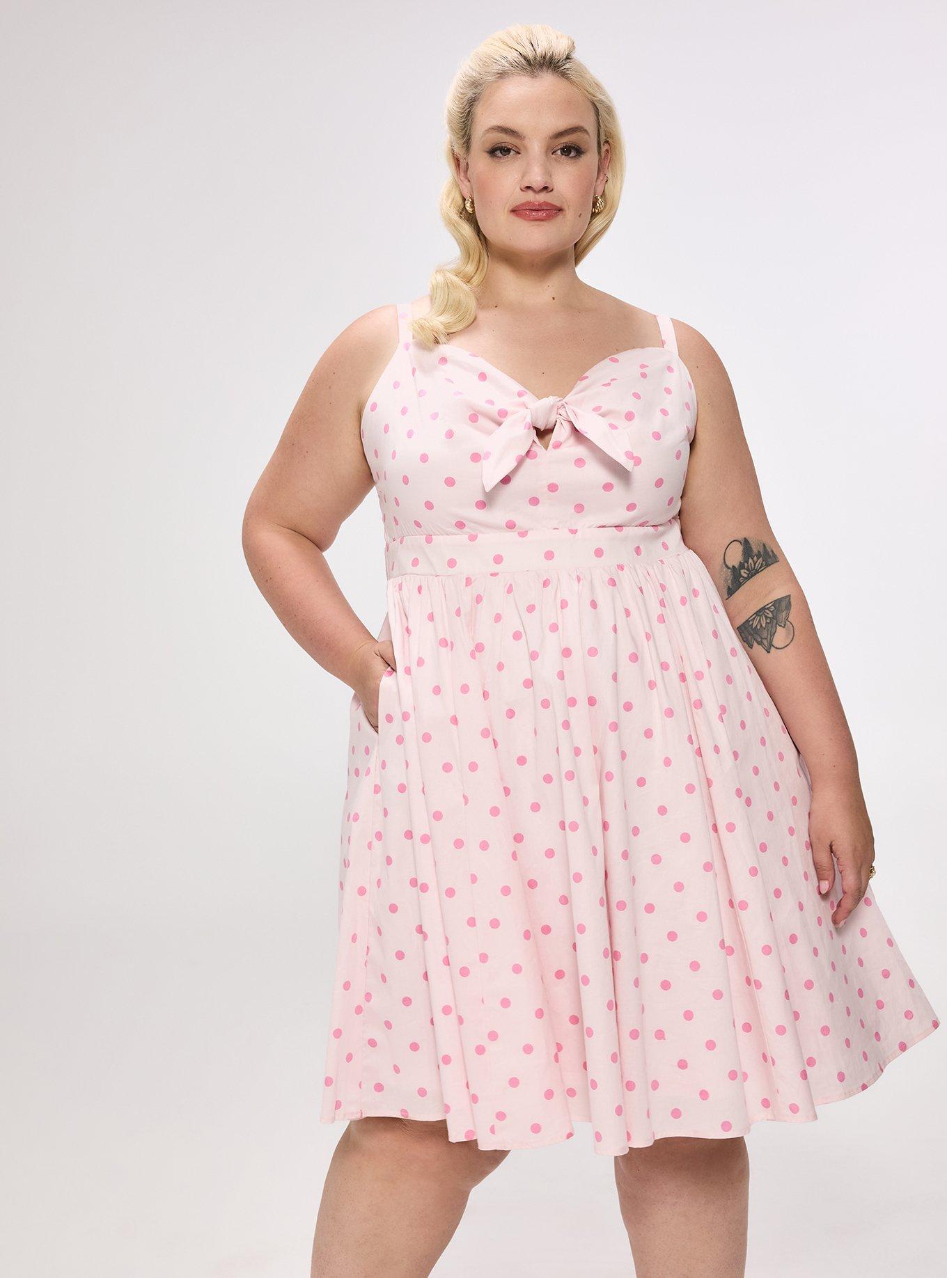 Retro Chic Tie-Front Mini Dress, COMMIT DOT ICY PINK, hi-res